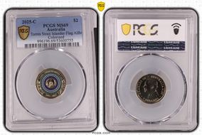 2025-C $2 Torres Strait Islander Flag Colorized  AlBr MS69