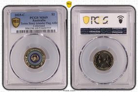 2025-C $2 Torres Strait Islander Flag Colorized  AlBr MS69