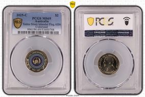 2025-C $2 Torres Strait Islander Flag Colorized  AlBr MS69