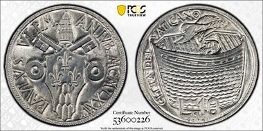 1975 10 Lire Holy Year MS69