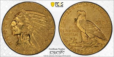 1911 $5 AU55