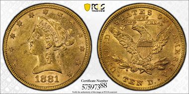 1881 $10 AU55