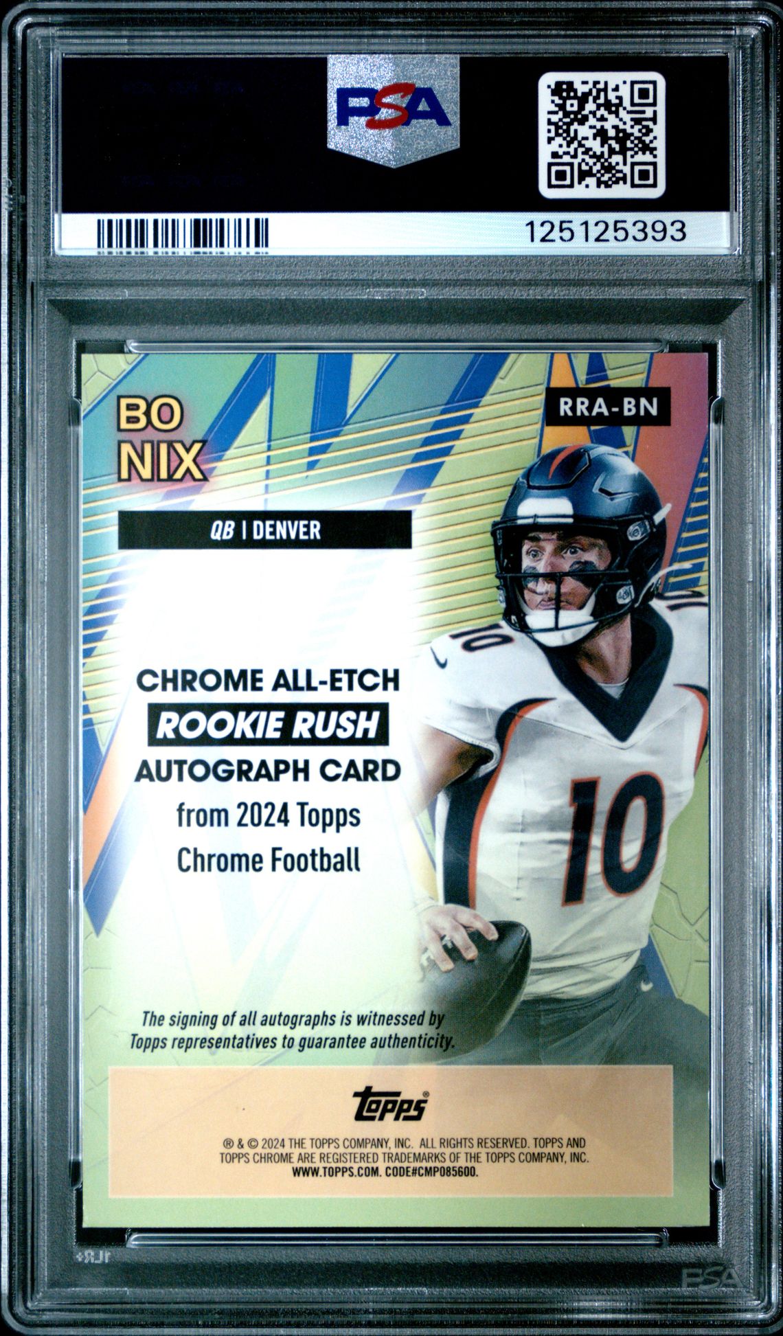 2024 Topps Chrome Chrome All-Etch Rookie Rush Autographs Bo Nix #Rrabn Mint 9 back