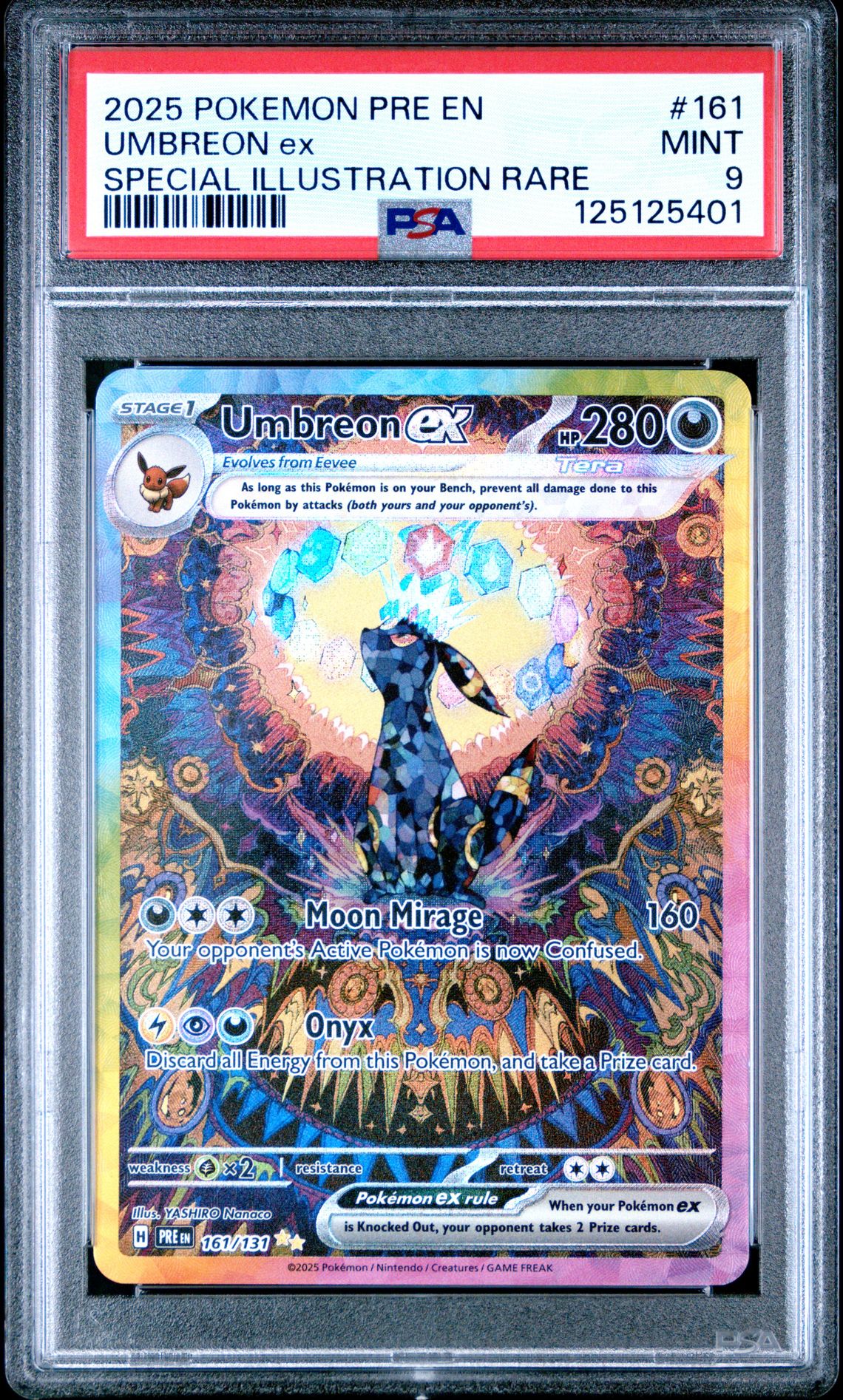 2025 Pokemon Pre En-Prismatic Evolutions Umbreon Ex #161 (Special Illustration Rare) Mint 9 front