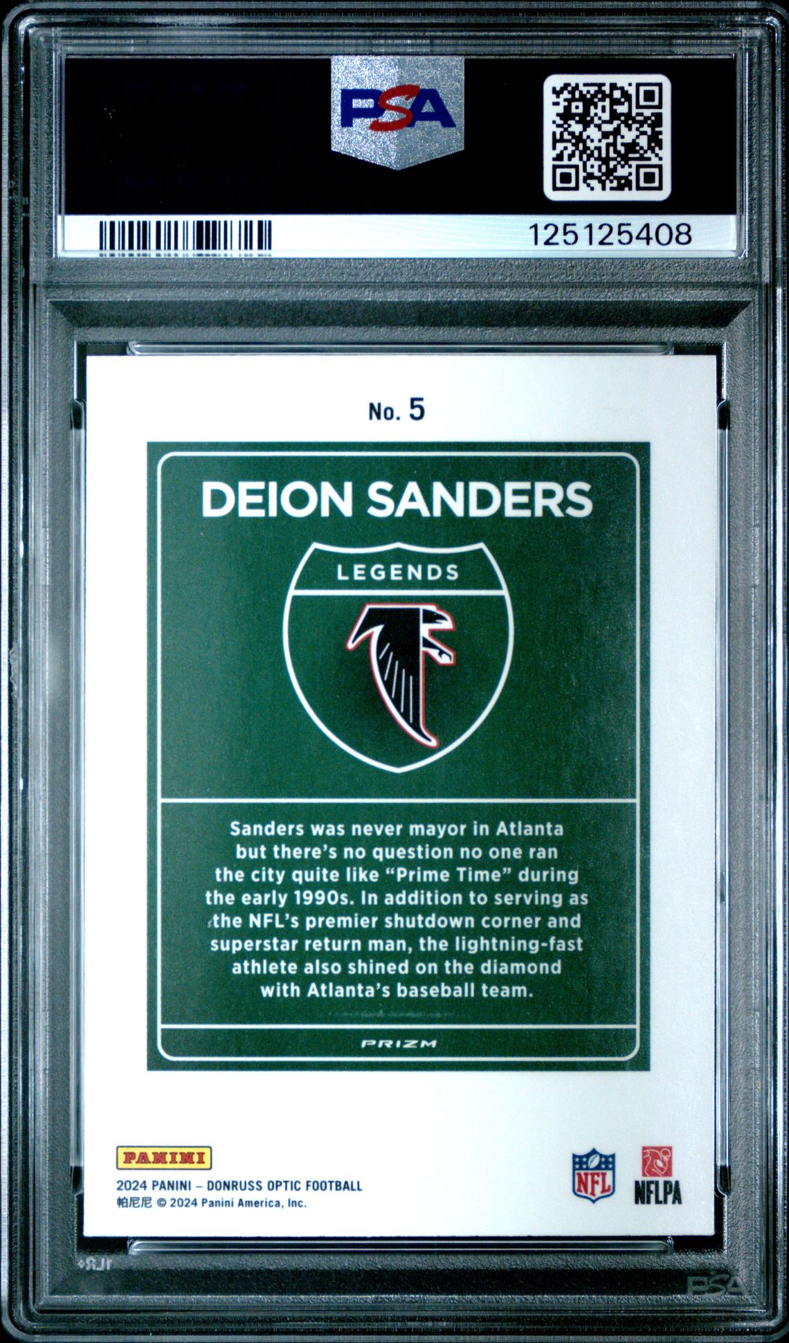 2024 Panini Donruss Optic Downtown Legends Deion Sanders #5 Mint 9 back