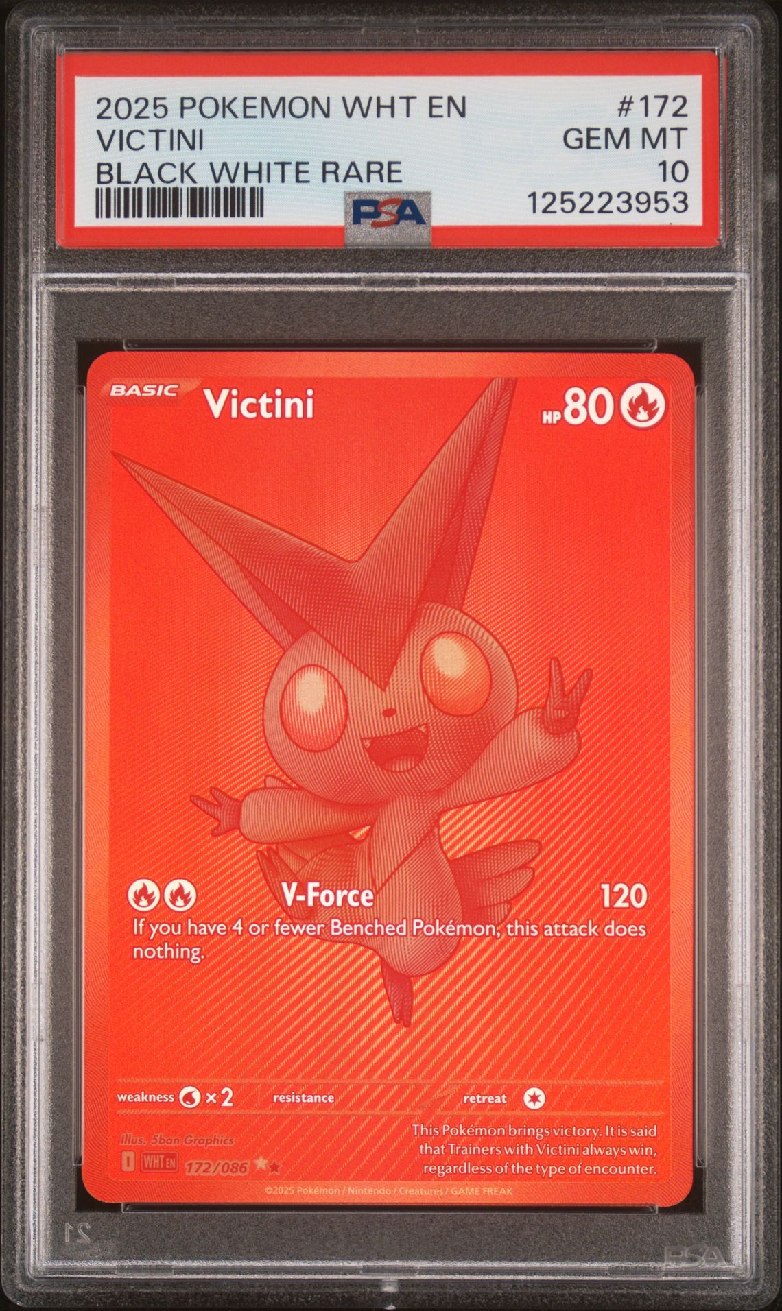 2025 Pokemon Wht En-White Flare Victini #172 (Black White Rare) Gem Mt 10 front