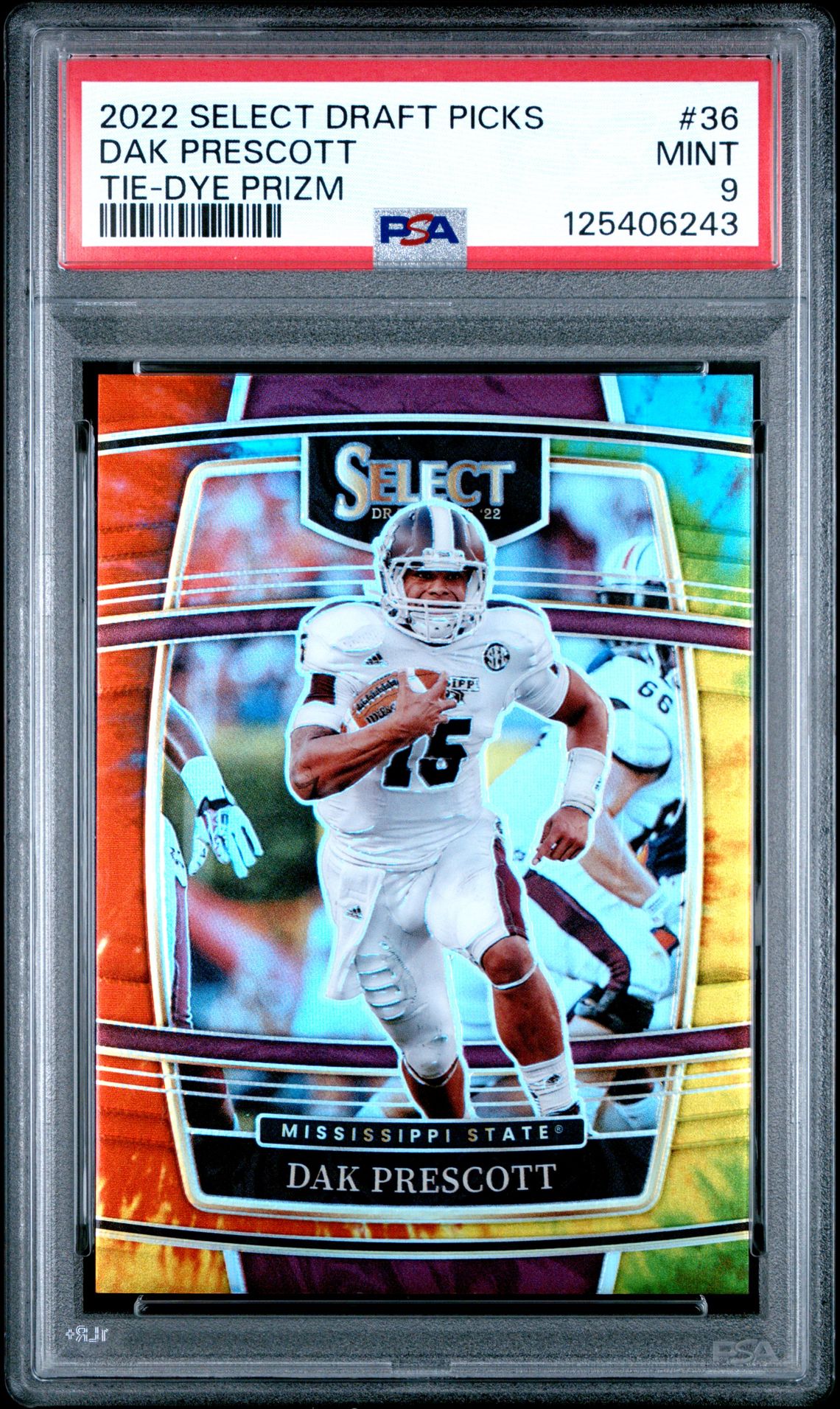 2022 Panini Select Draft Picks Dak Prescott #36 (Tie-Dye Prizm) Mint 9 front
