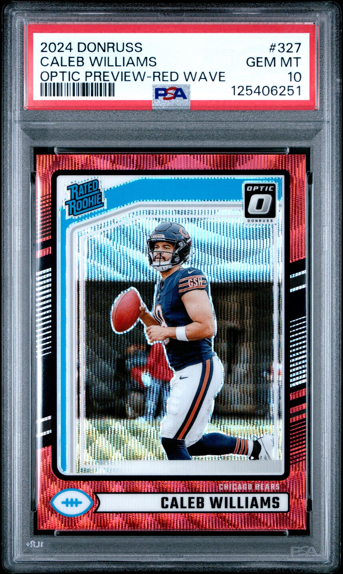 2024 Panini Donruss Caleb Williams #327 (Optic Preview-Red Wave) Gem Mt 10 front