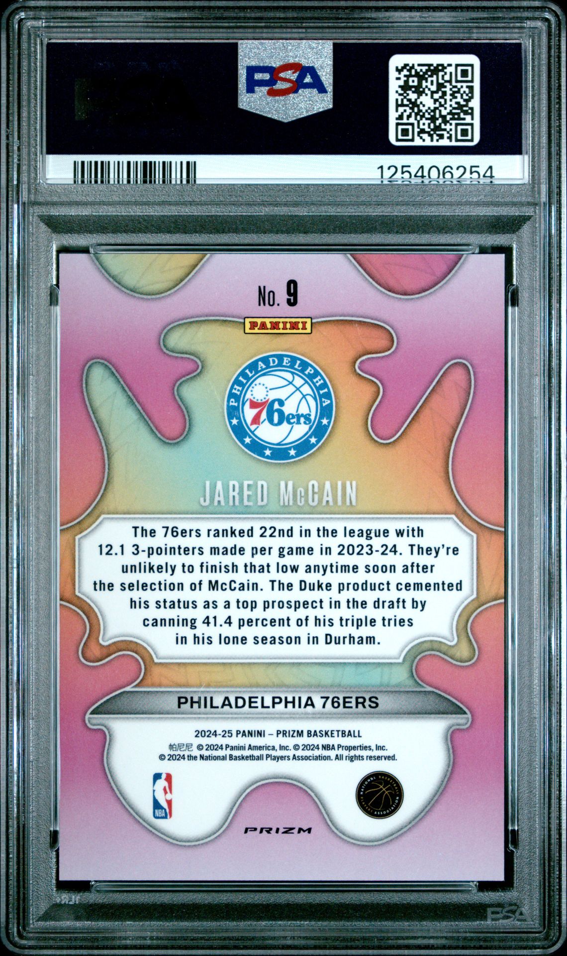 2024 Panini Prizm Groovy Jared Mccain #9 Gem Mt 10 back