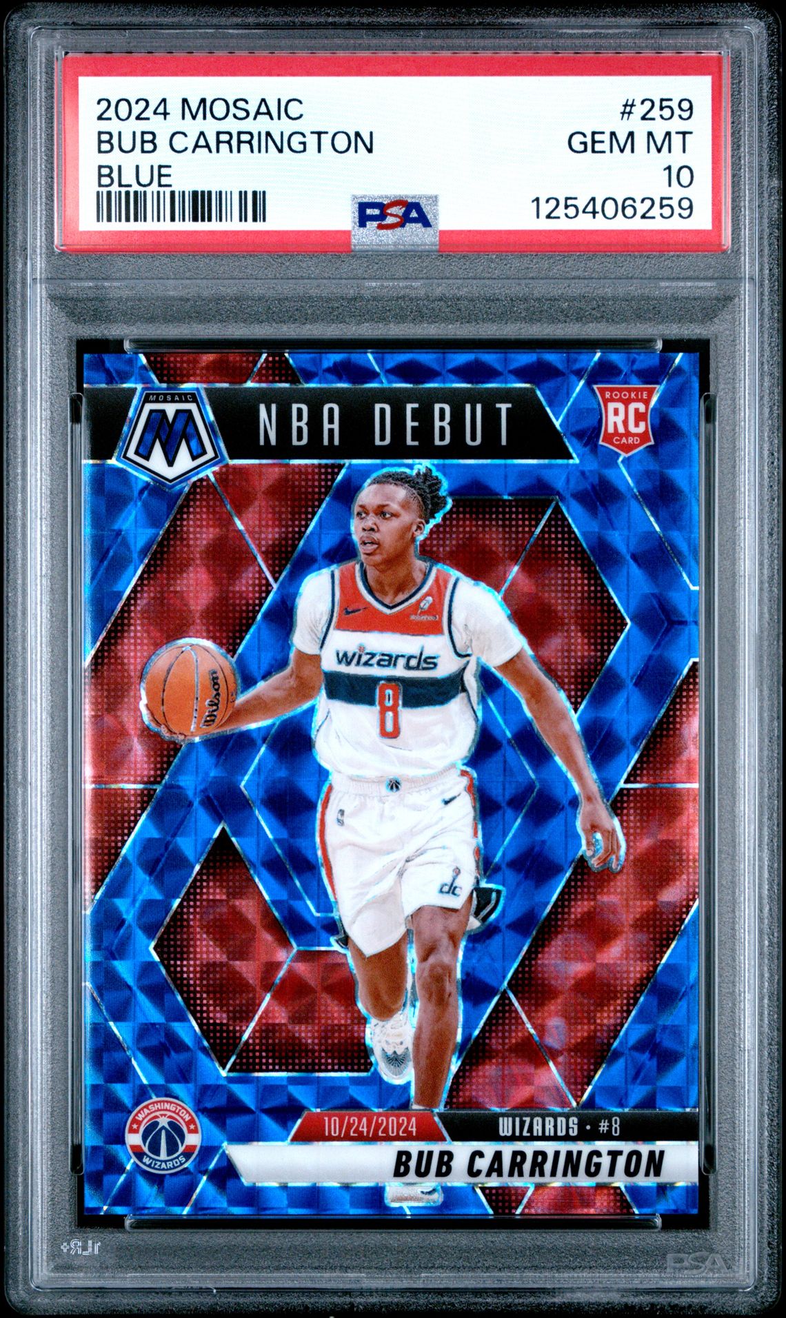 2024 Panini Mosaic Bub Carrington #259 (Blue) Gem Mt 10 front
