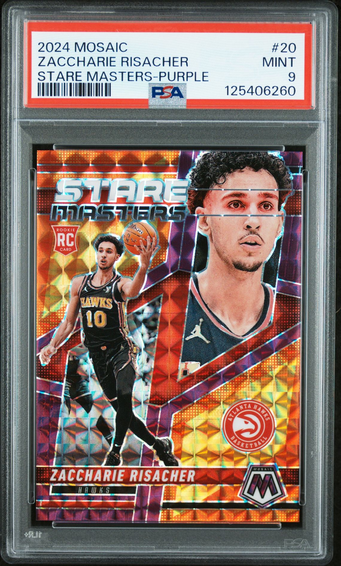 2024 Panini Mosaic Stare Masters Zaccharie Risacher #20 (Stare Masters-Purple) Mint 9 front