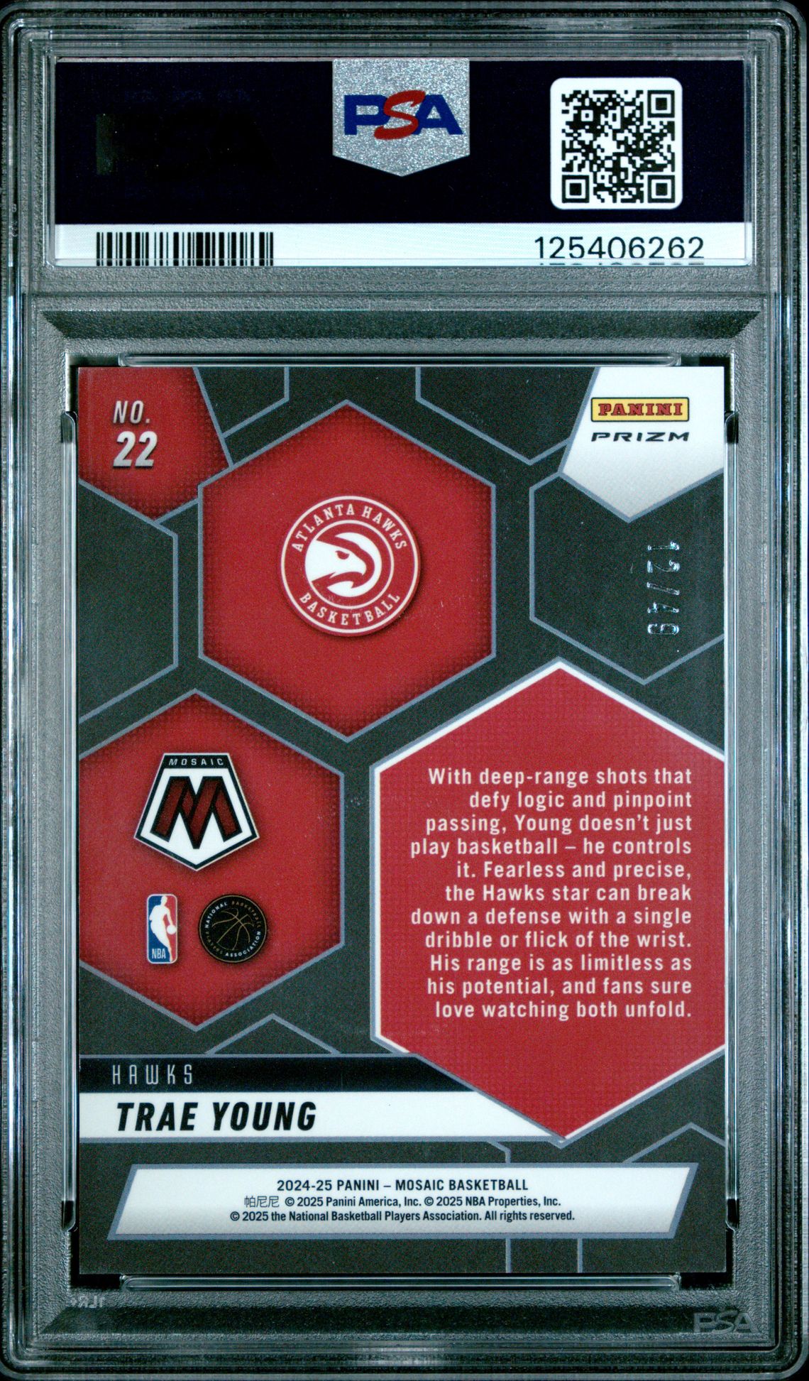 2024 Panini Mosaic Montage Trae Young #22 (Montage-Orange) Mint 9 back