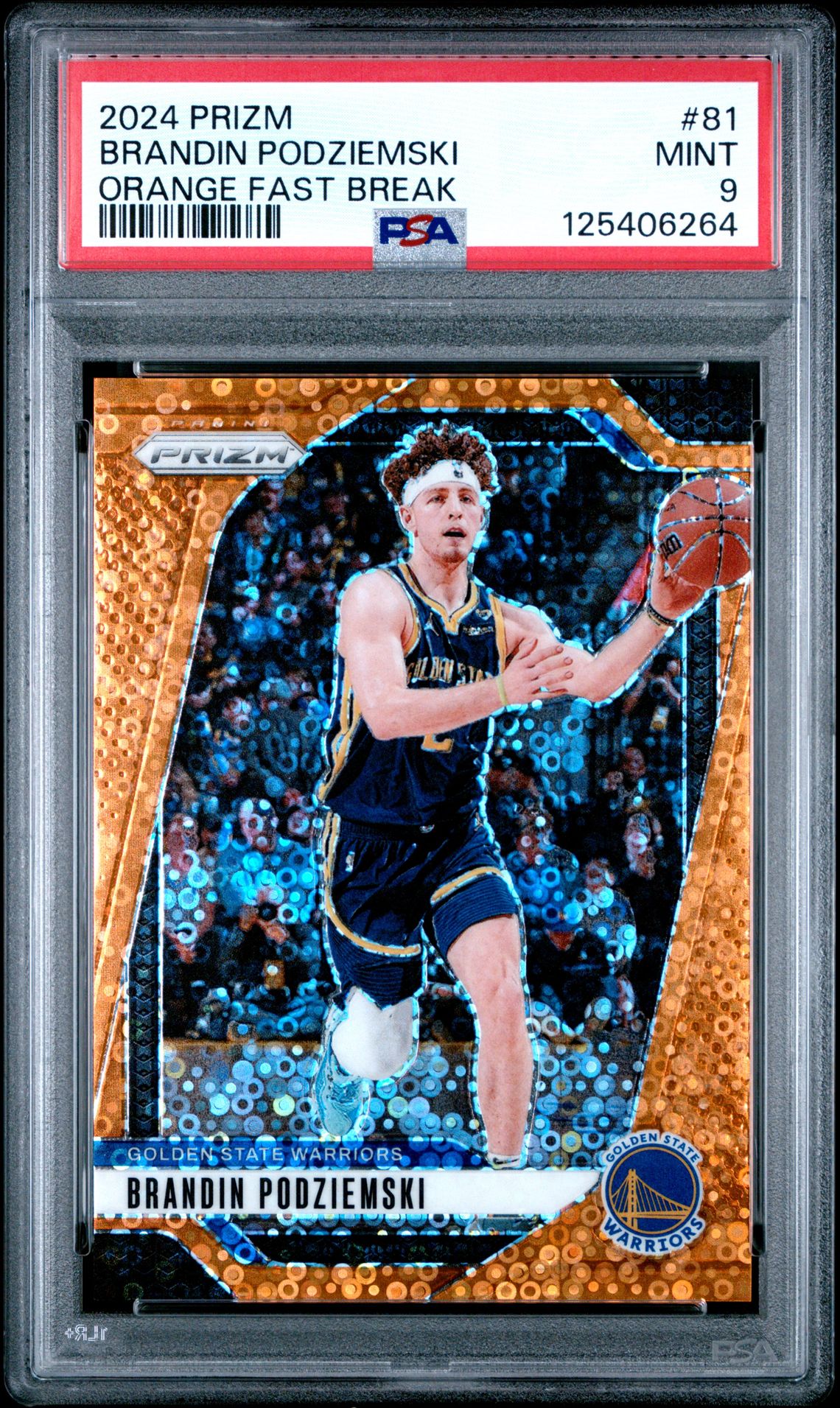 2024 Panini Prizm Brandin Podziemski #81 (Orange Fast Break) Mint 9 front