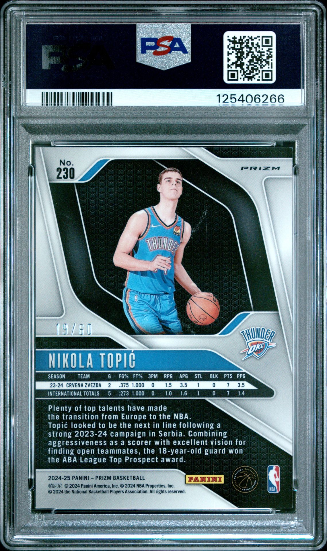 2024 Panini Prizm Nikola Topic #230 (Orange Wave) Mint 9 back