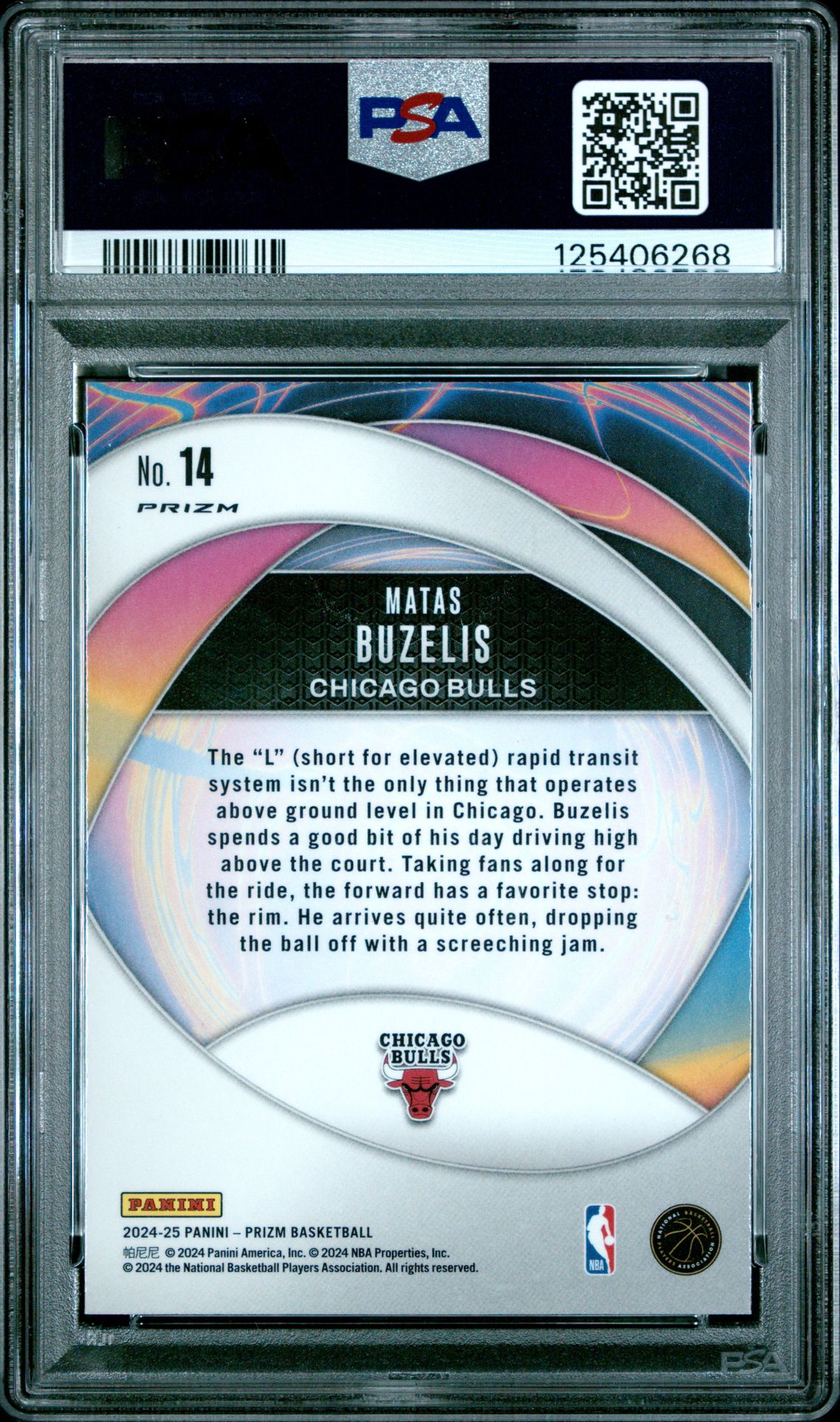 2024 Panini Prizm Instant Impact Matas Buzelis #14 (Instant Impact-Silver Prizm) Gem Mt 10 back