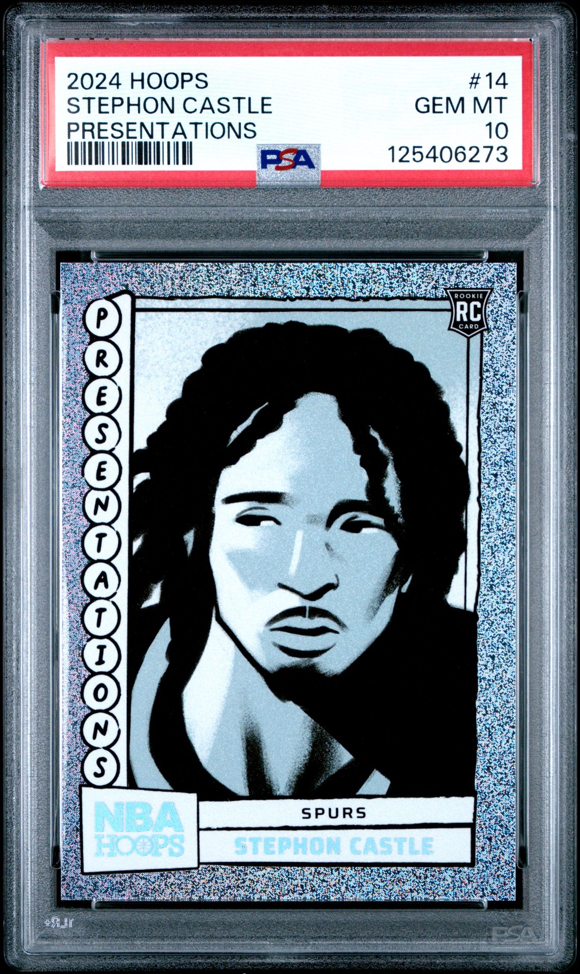 2024 Panini Nba Hoops Presentations Stephon Castle #14 Gem Mt 10 front