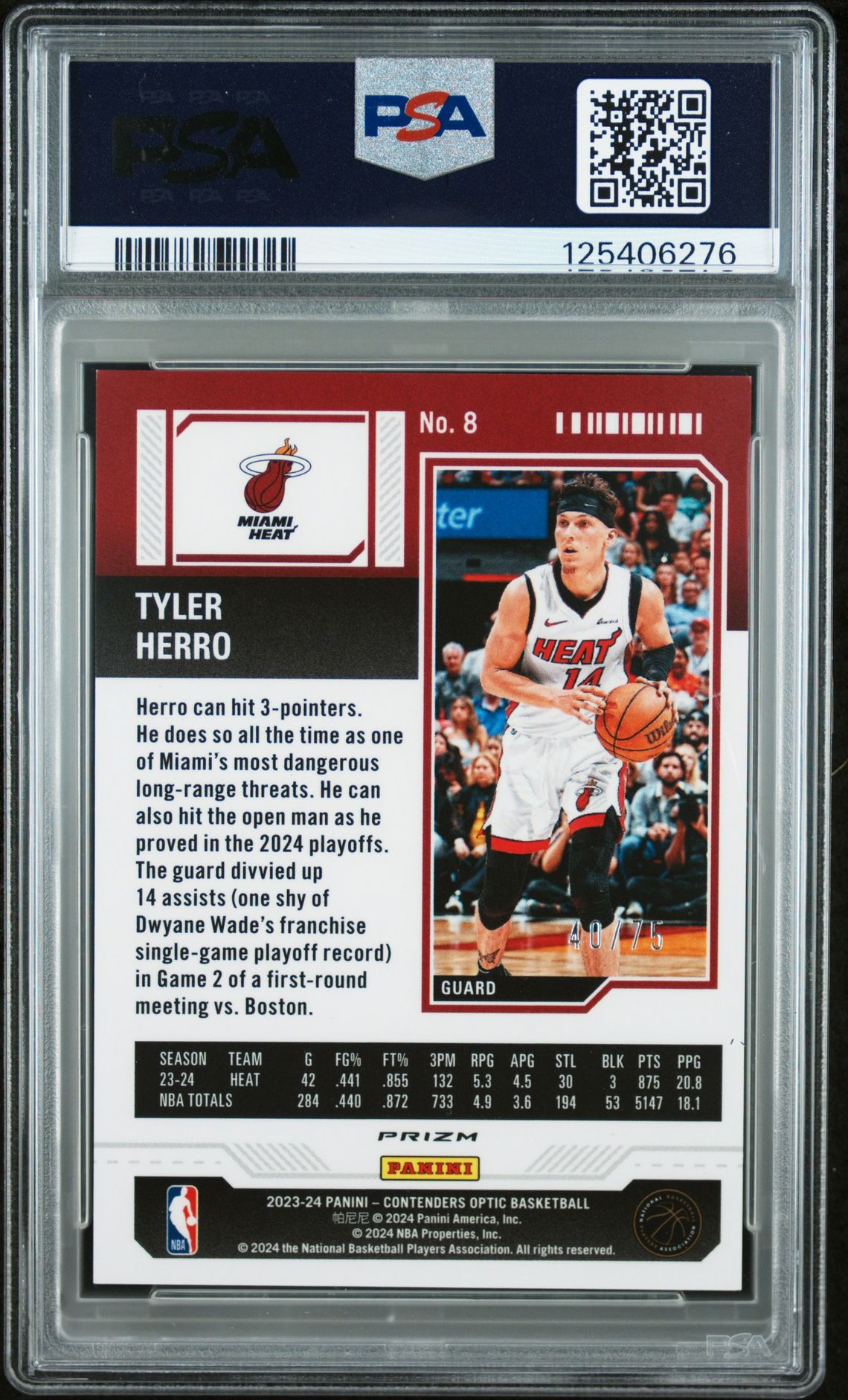 2023 Panini Contenders Optic Tyler Herro #8 (Pink) Mint 9 back