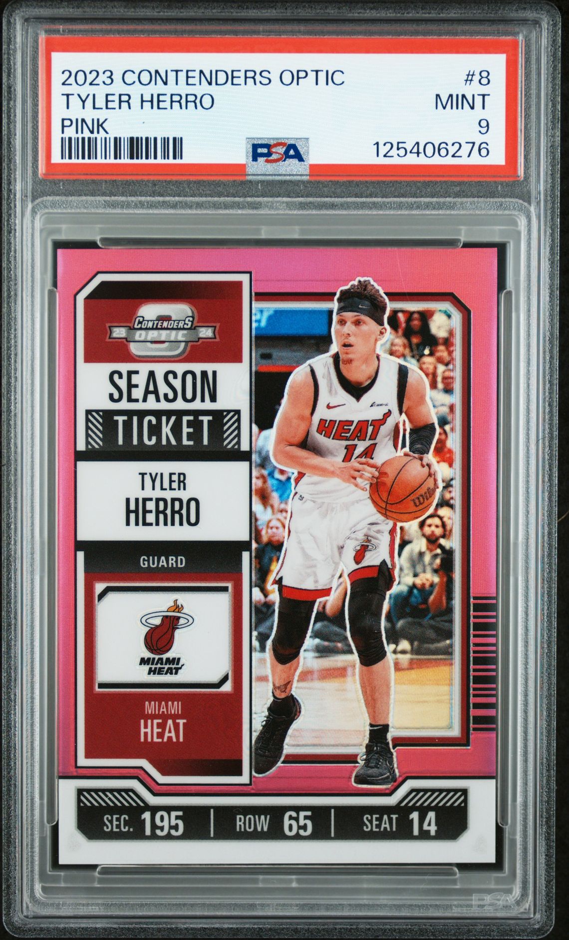 2023 Panini Contenders Optic Tyler Herro #8 (Pink) Mint 9 front