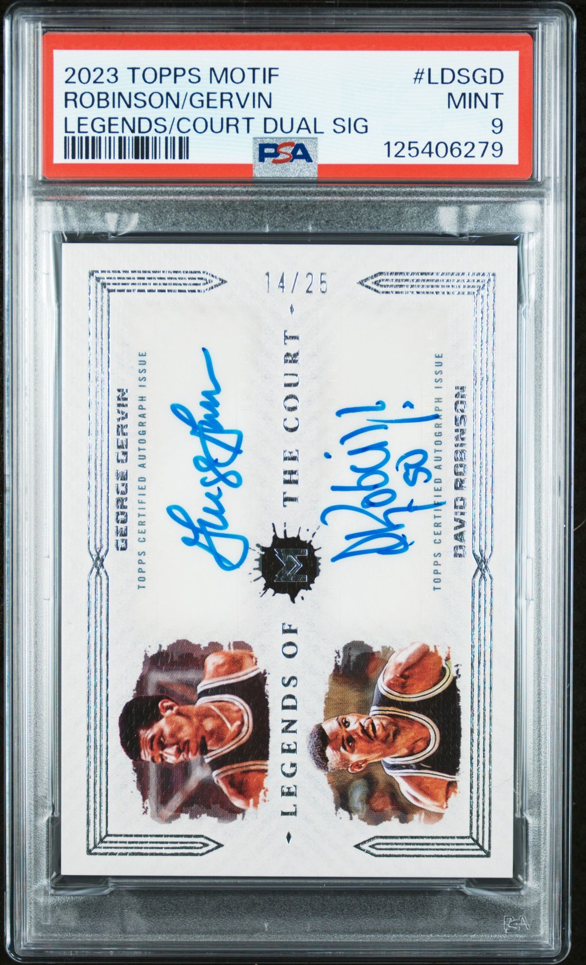 2023 Topps Motif Legends Of The Court Dual Signatures Robinson/Gervin #Ldsgd Mint 9 front