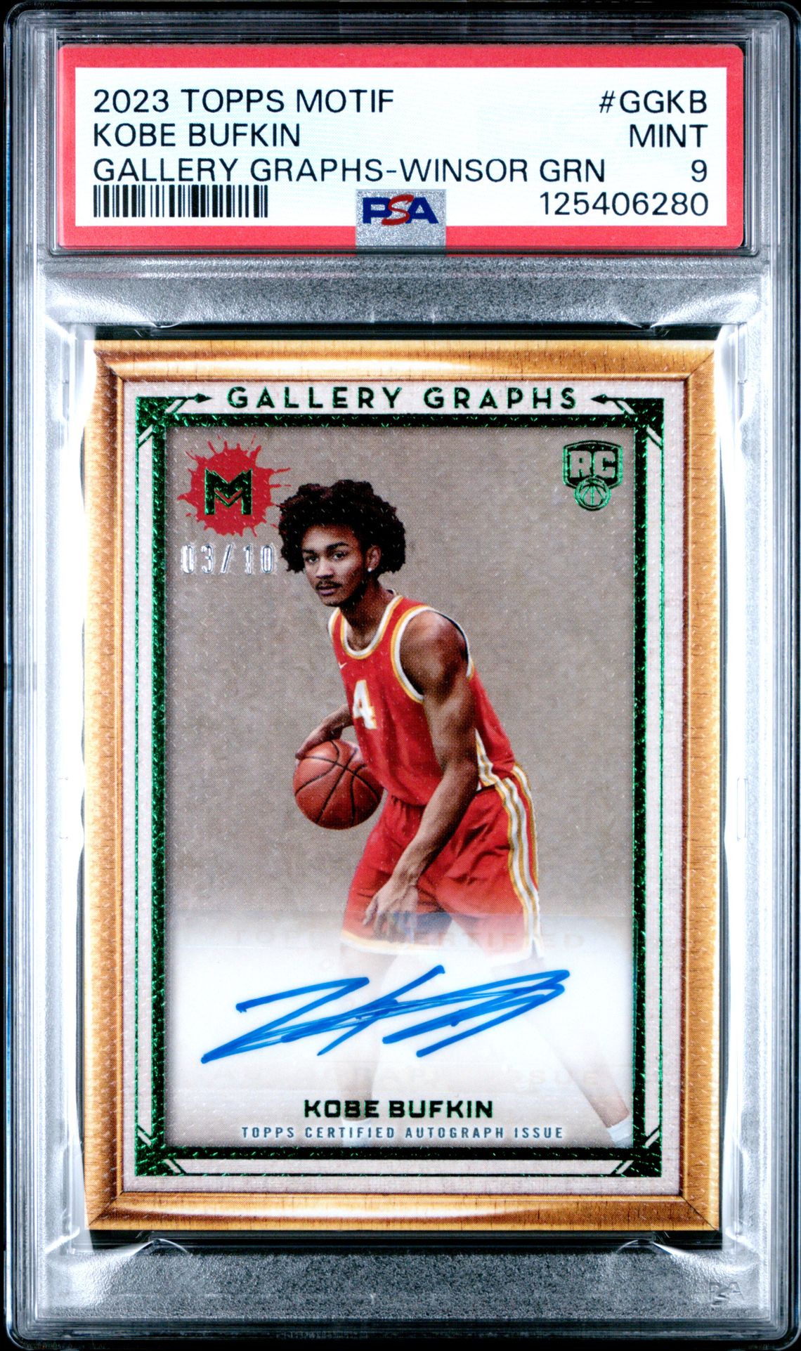 2023 Topps Motif Gallery Graphs Kobe Bufkin #Ggkb (Gallery Graphs-Winsor Grn) Mint 9 front