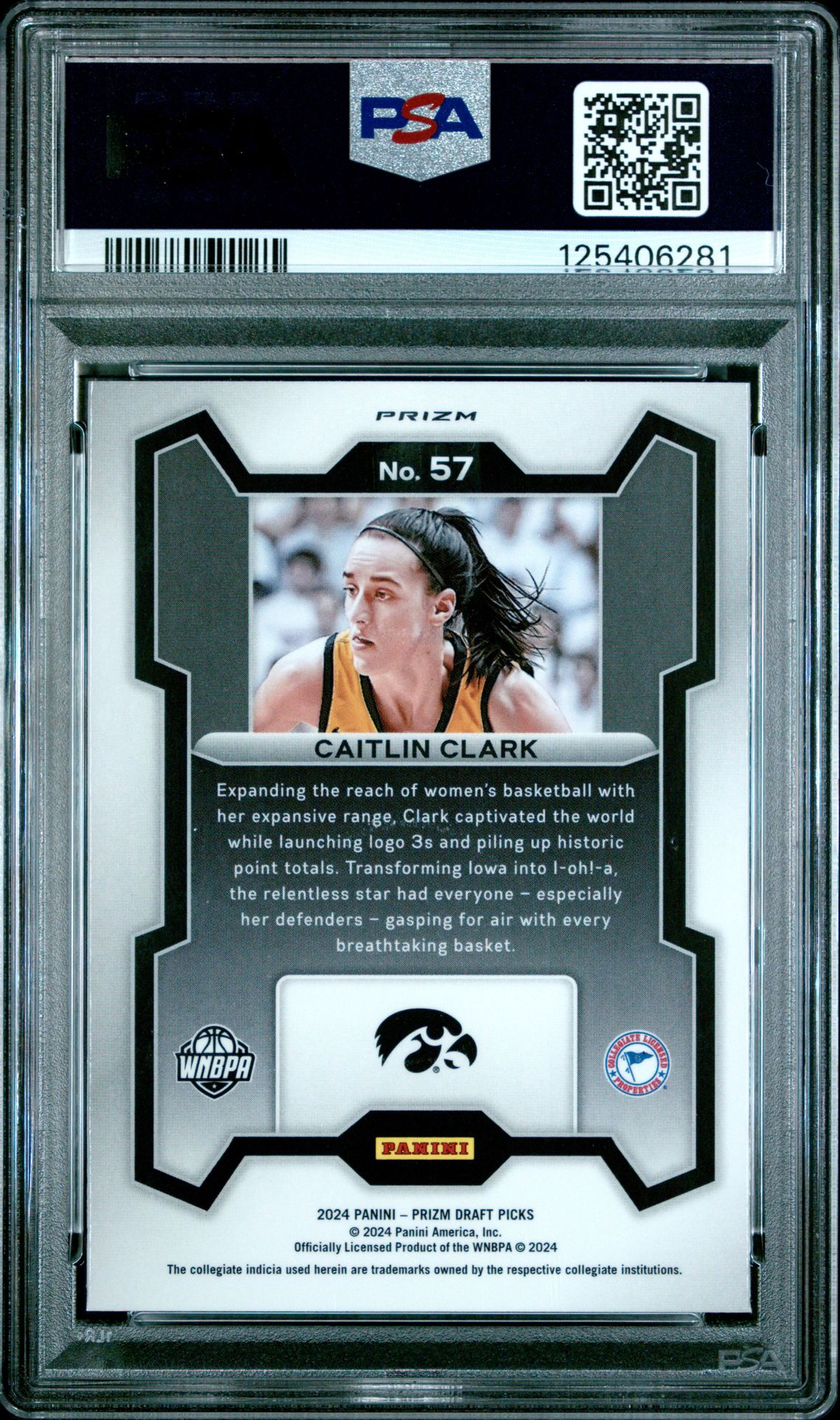2024 Panini Prizm Draft Picks Caitlin Clark #57 (Orange Ice) Mint 9 back