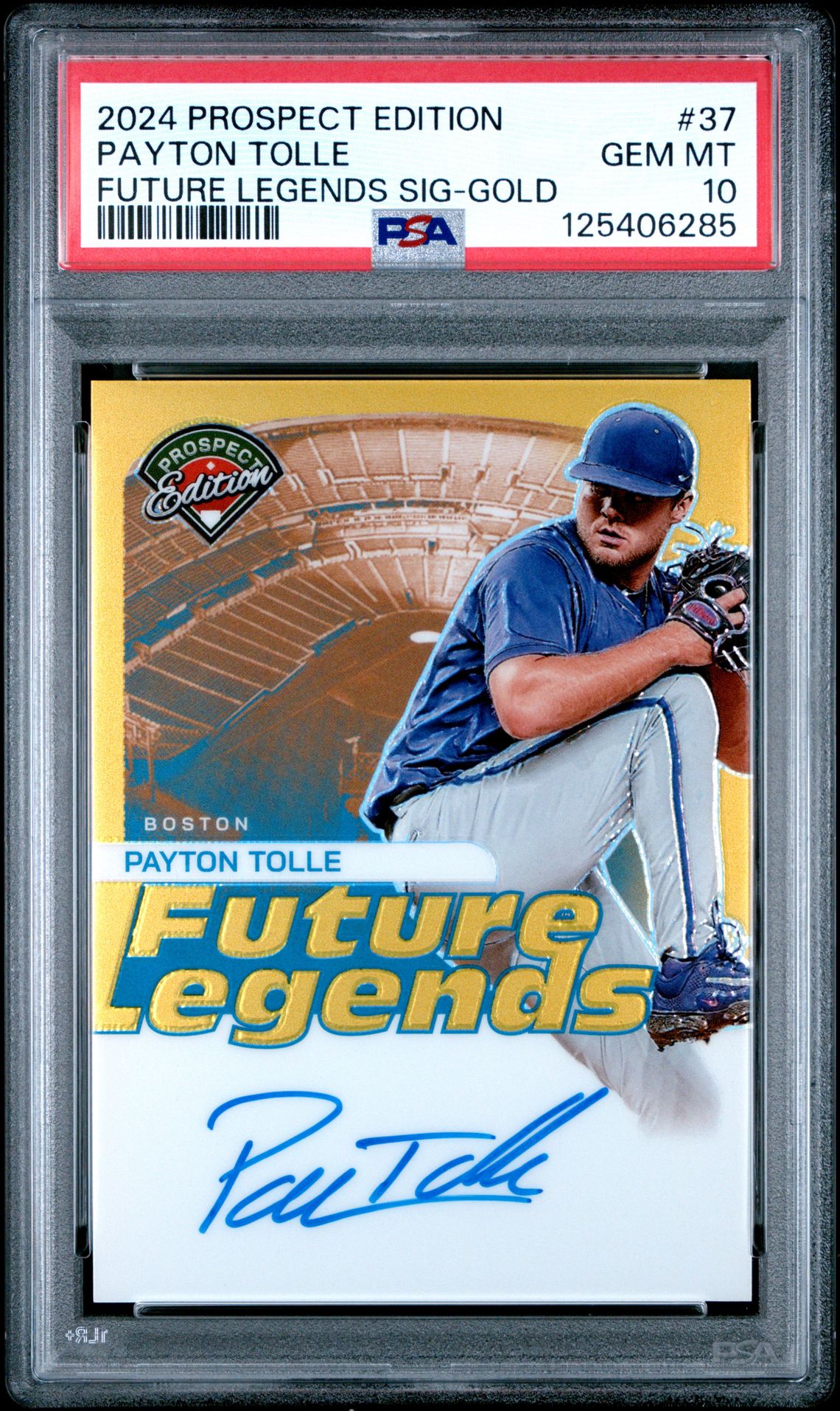2024 Panini Prospect Edition Future Legends Signatures Payton Tolle #37 (Future Legends Sig-Gold) Gem Mt 10 front