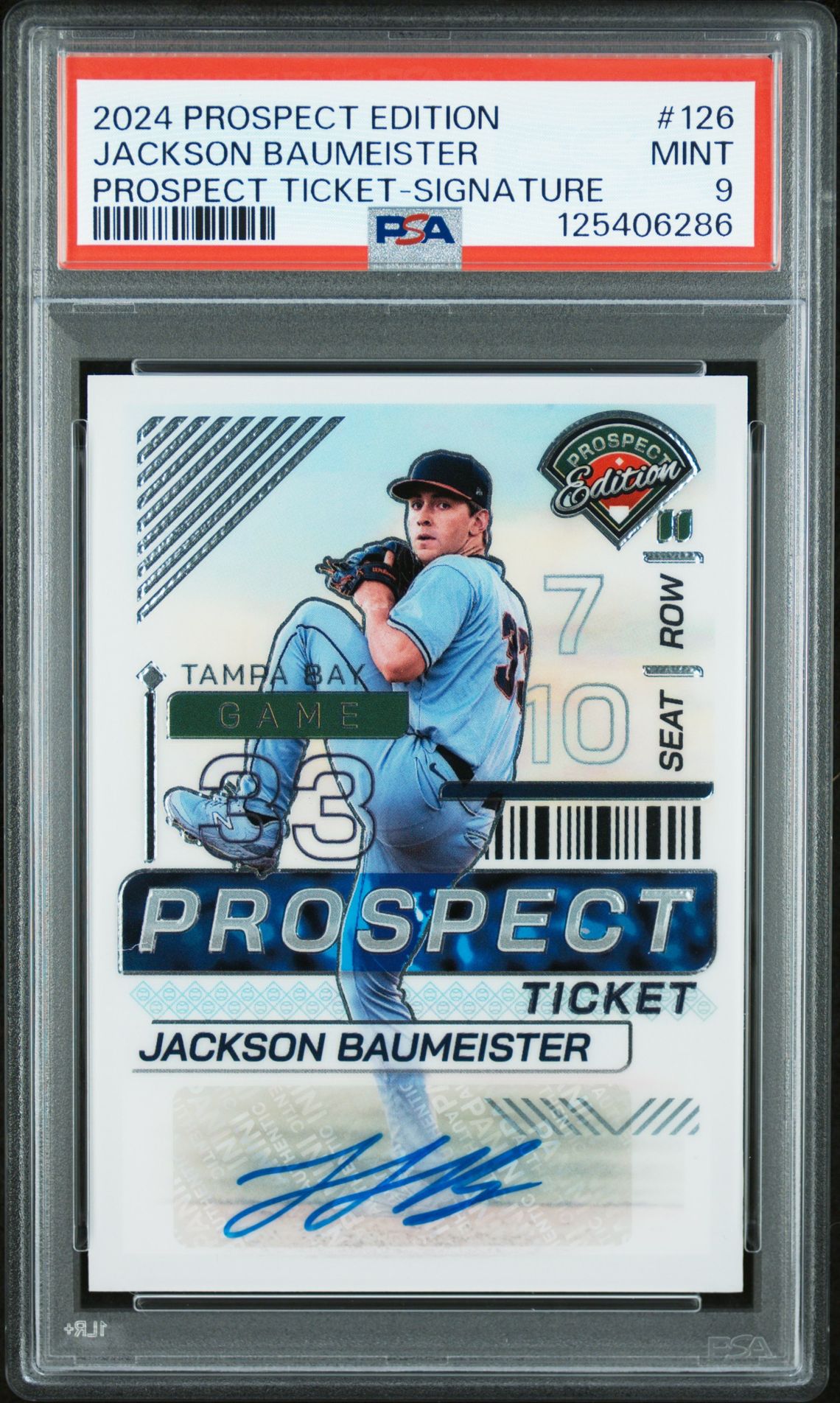 2024 Panini Prospect Edition Prospect Ticket Jackson Baumeister #126 (Prospect Ticket-Signature) Mint 9 front