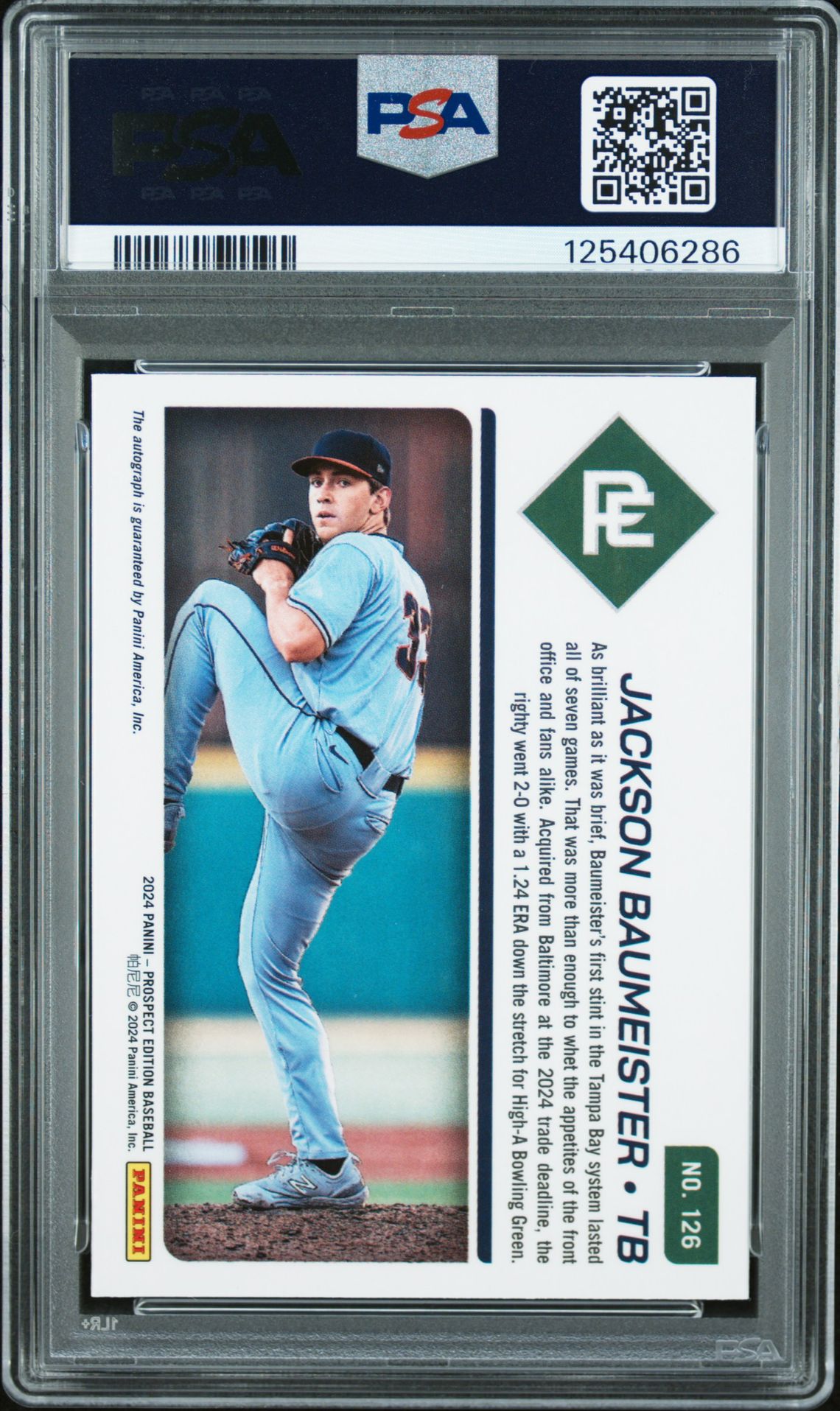 2024 Panini Prospect Edition Prospect Ticket Jackson Baumeister #126 (Prospect Ticket-Signature) Mint 9 back