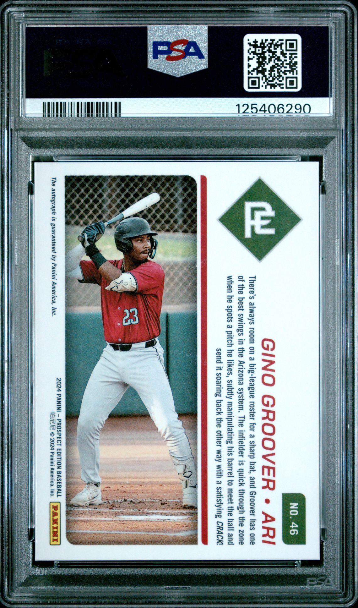 2024 Panini Prospect Edition Prospect Ticket Gino Groover #46 (Prospect Ticket-Signature) Gem Mt 10 back