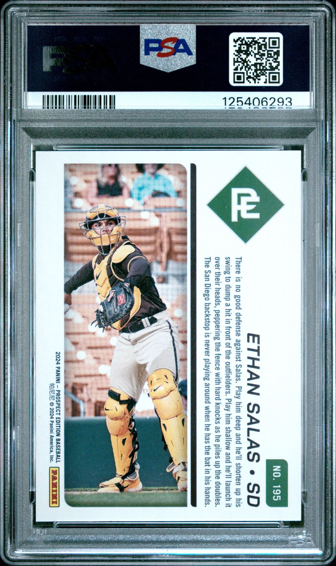 2024 Panini Prospect Edition Ethan Salas #195 (Teal) Mint 9 back