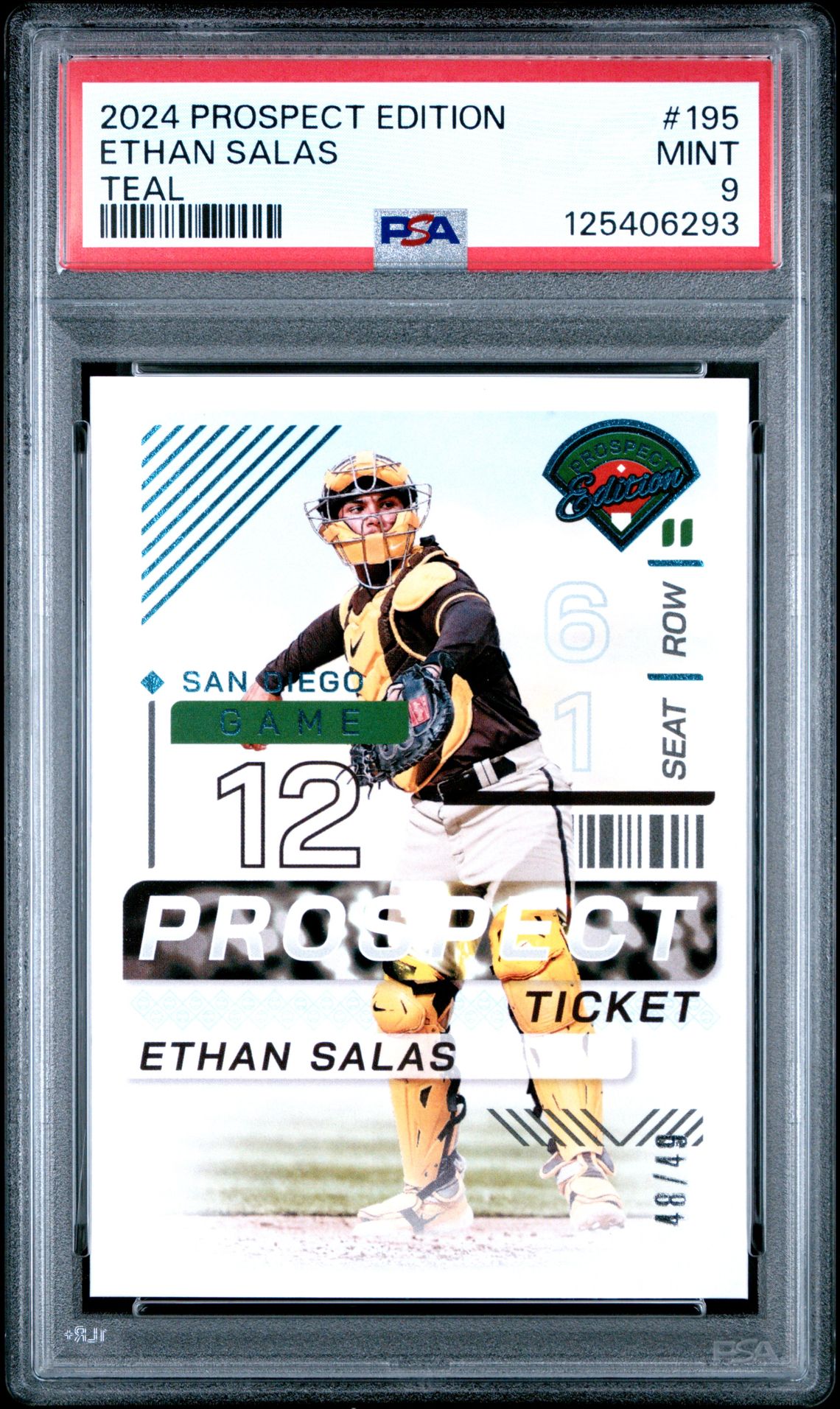 2024 Panini Prospect Edition Ethan Salas #195 (Teal) Mint 9 front