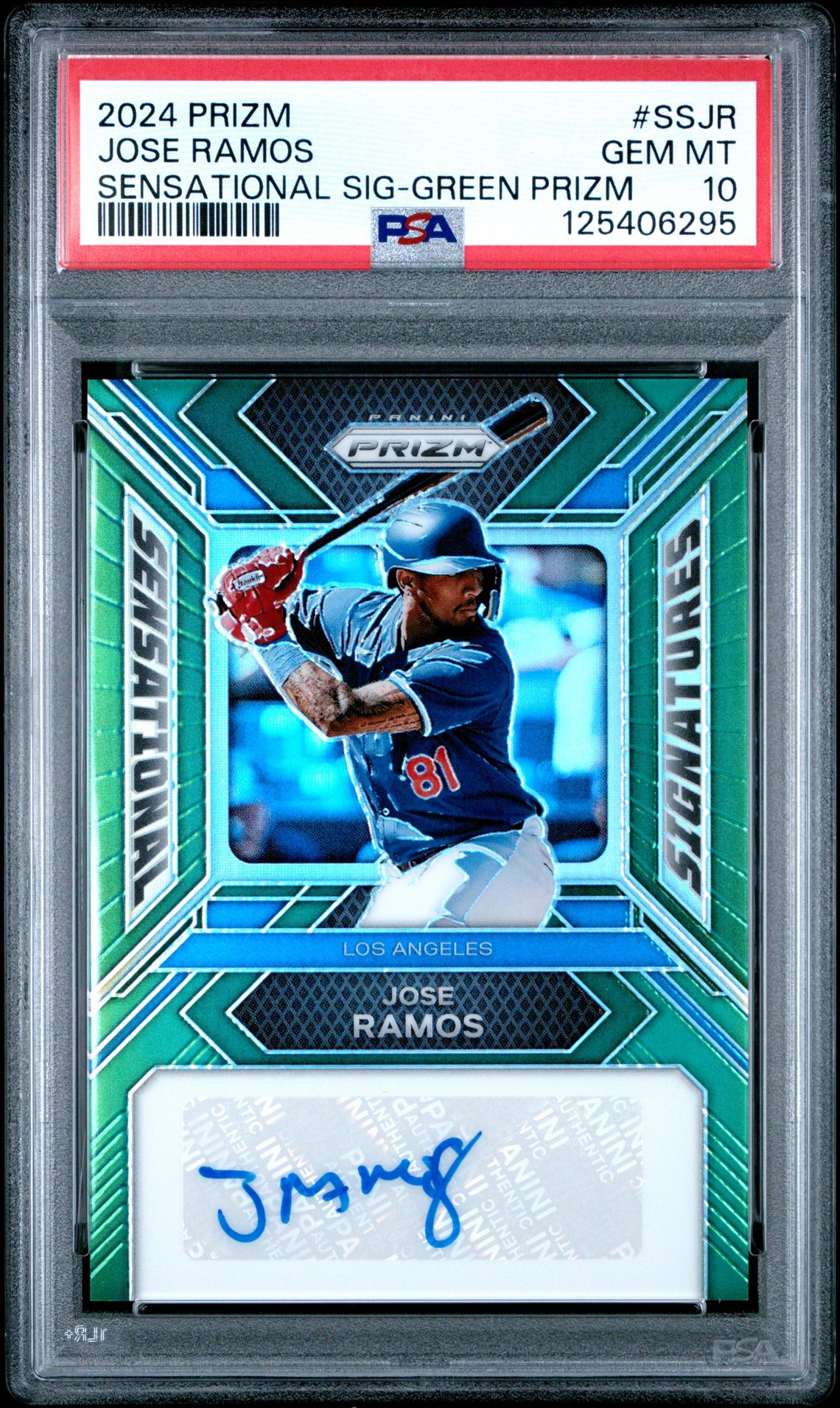2024 Panini Prizm Sensational Signatures Jose Ramos #Ssjr (Sensational Sig-Green Prizm) Gem Mt 10 front