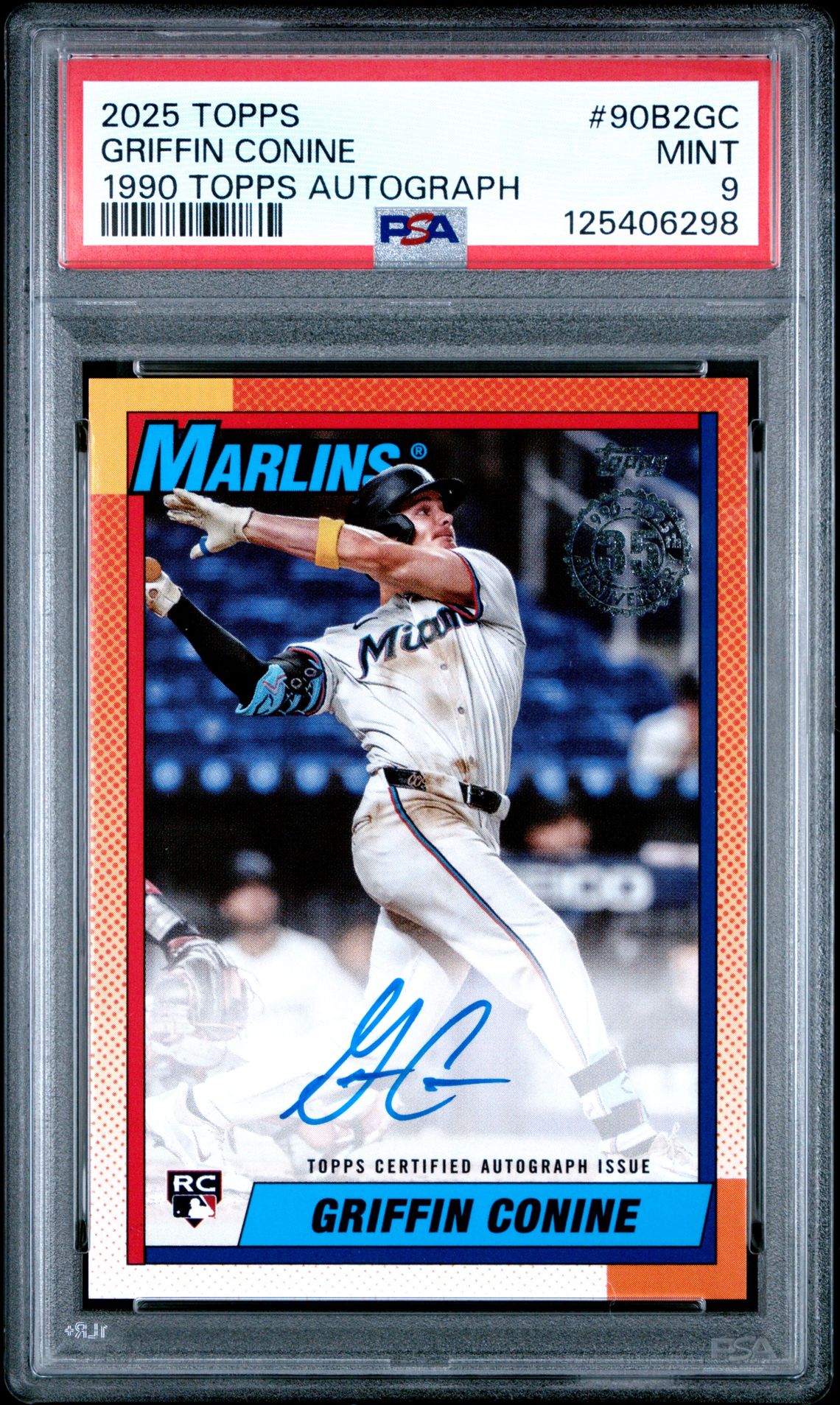 2025 Topps 1990 Topps Baseball Autographs Griffin Conine #90B2Gc (Series 2) Mint 9 front