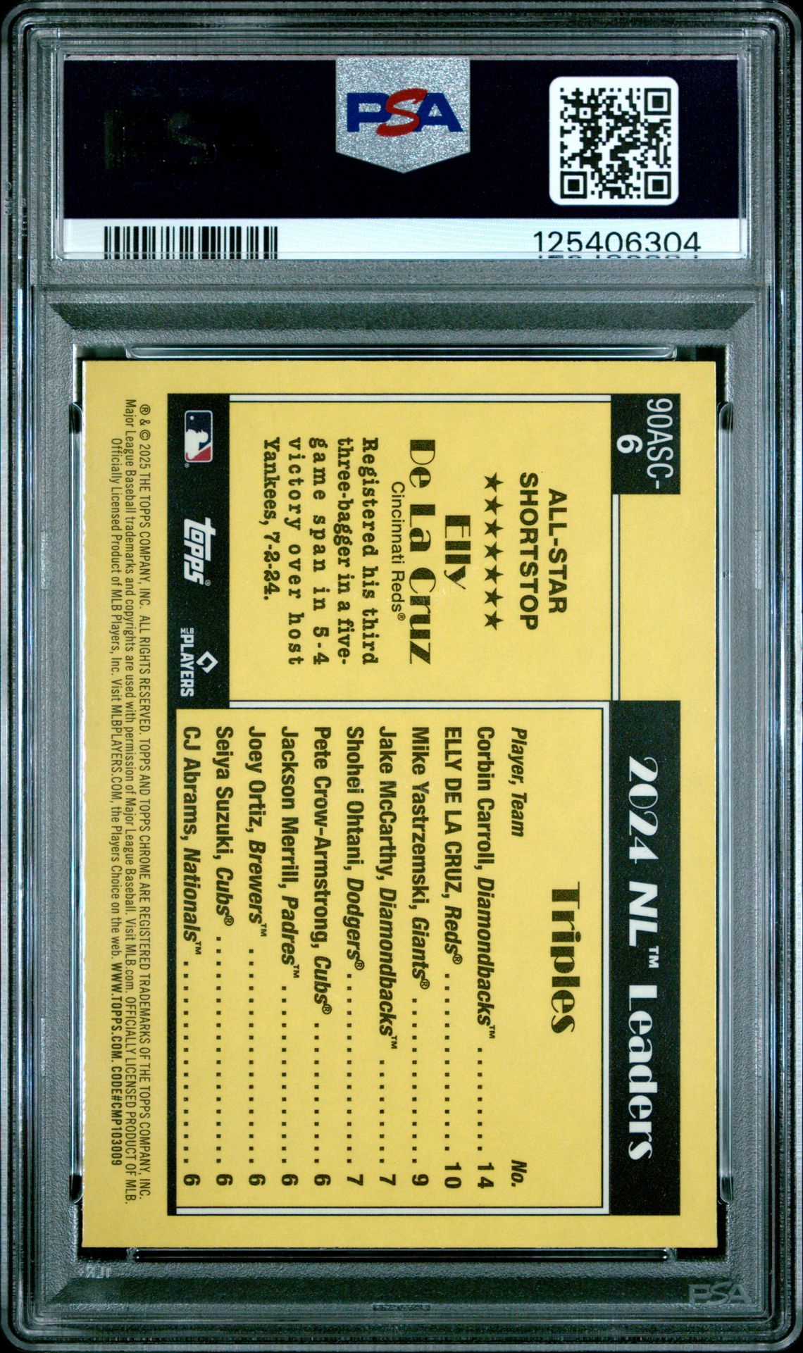 2025 Topps Silver Pack 1990 Chrome All Stars Elly De La Cruz #6 Gem Mt 10 back