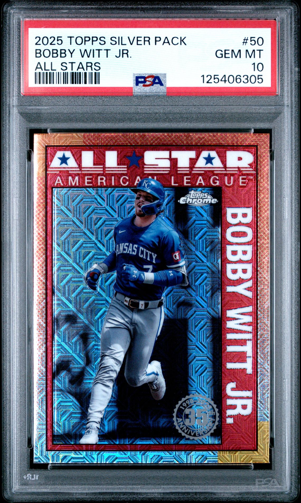 2025 Topps Silver Pack 1990 Chrome All Stars Bobby Witt Jr. #50 Gem Mt 10 front