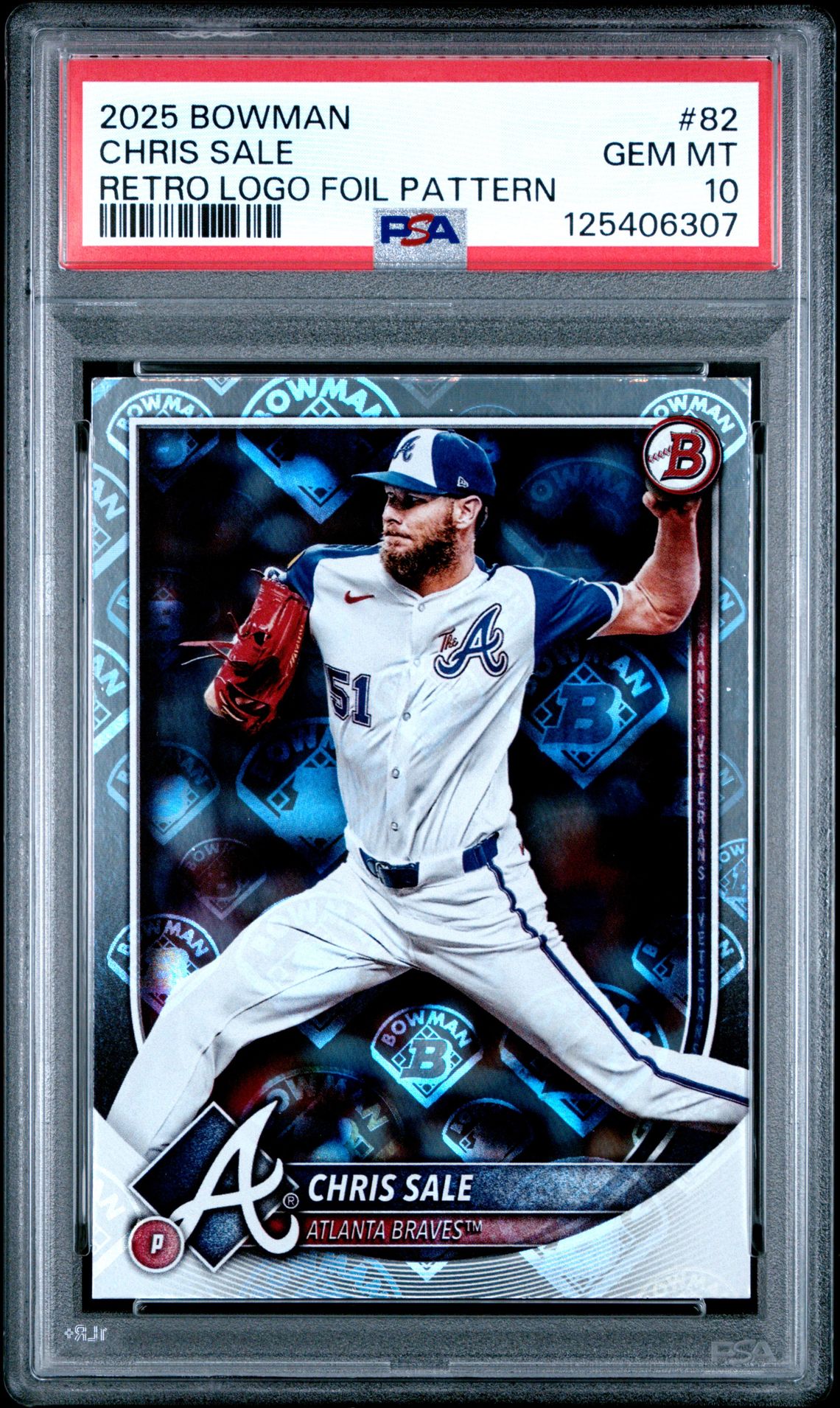 2025 Bowman Chris Sale #82 (Retro Logo Foil Pattern) Gem Mt 10 front