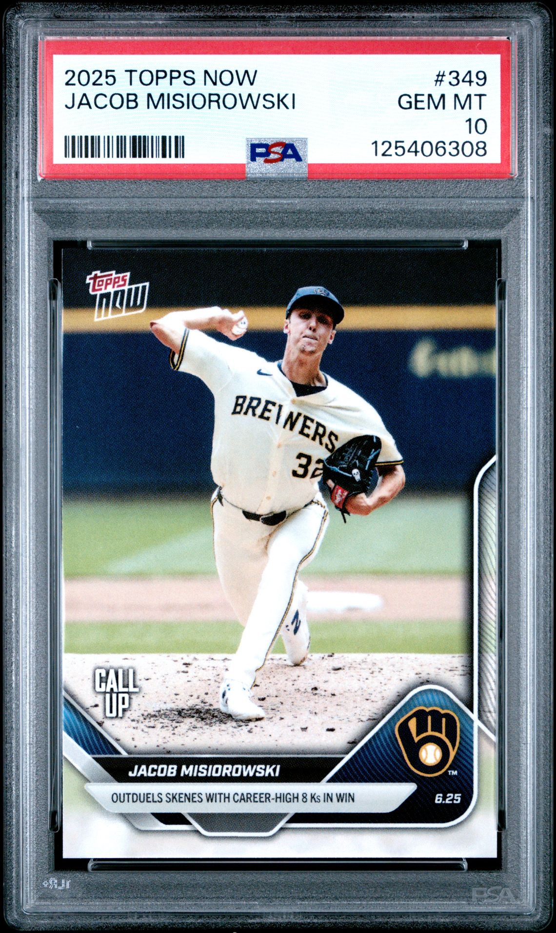 2025 Topps Now Jacob Misiorowski #349 Gem Mt 10 front