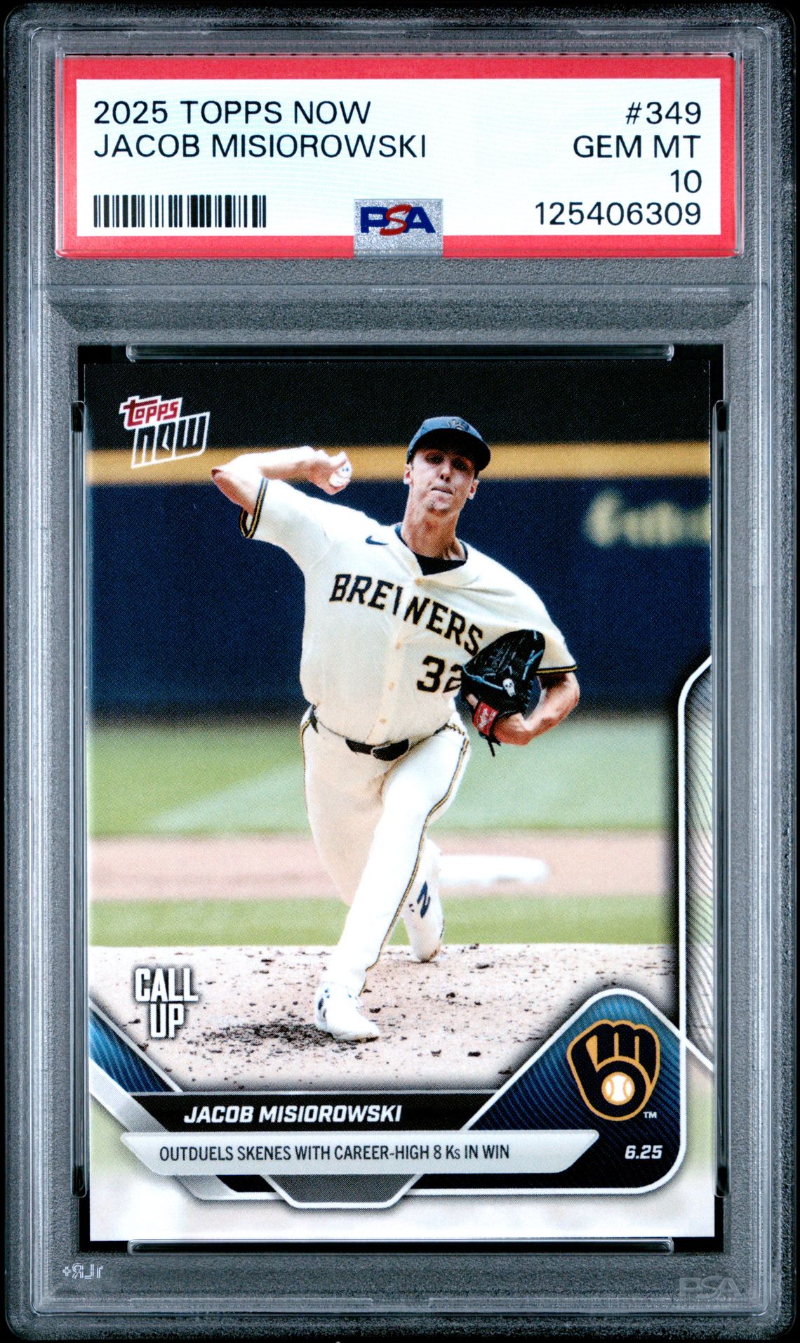 2025 Topps Now Jacob Misiorowski #349 Gem Mt 10 front