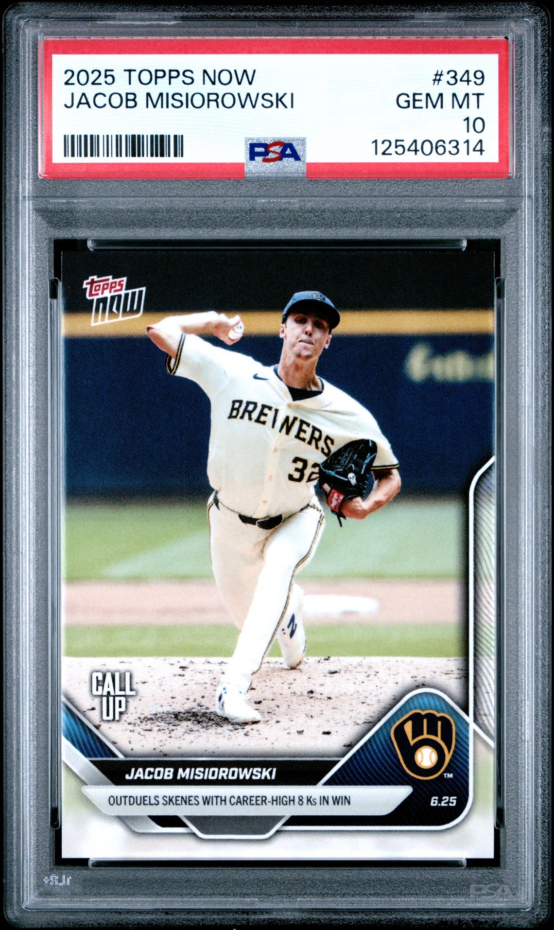 2025 Topps Now Jacob Misiorowski #349 Gem Mt 10 front