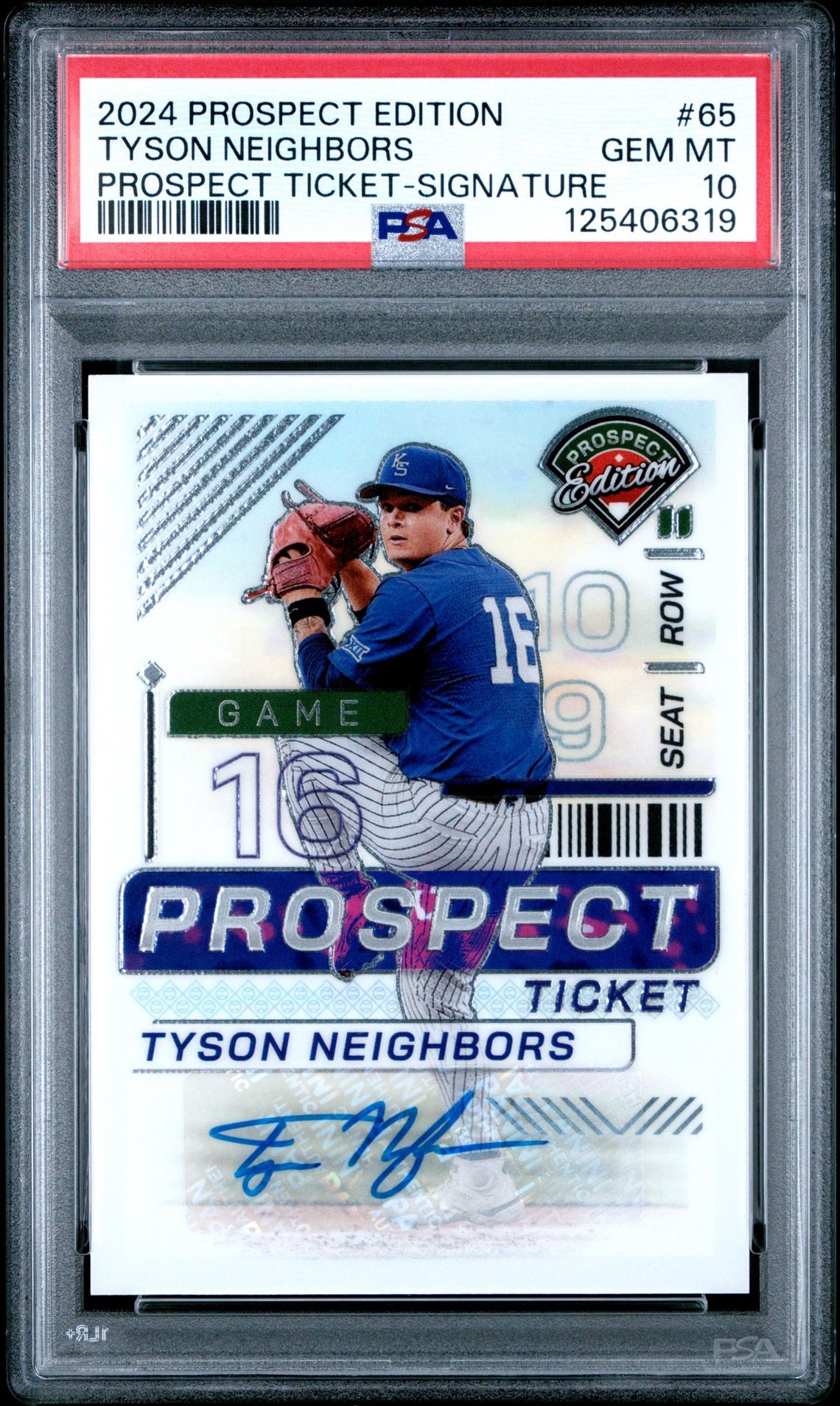 2024 Panini Prospect Edition Prospect Ticket Tyson Neighbors #65 (Prospect Ticket-Signature) Gem Mt 10 front