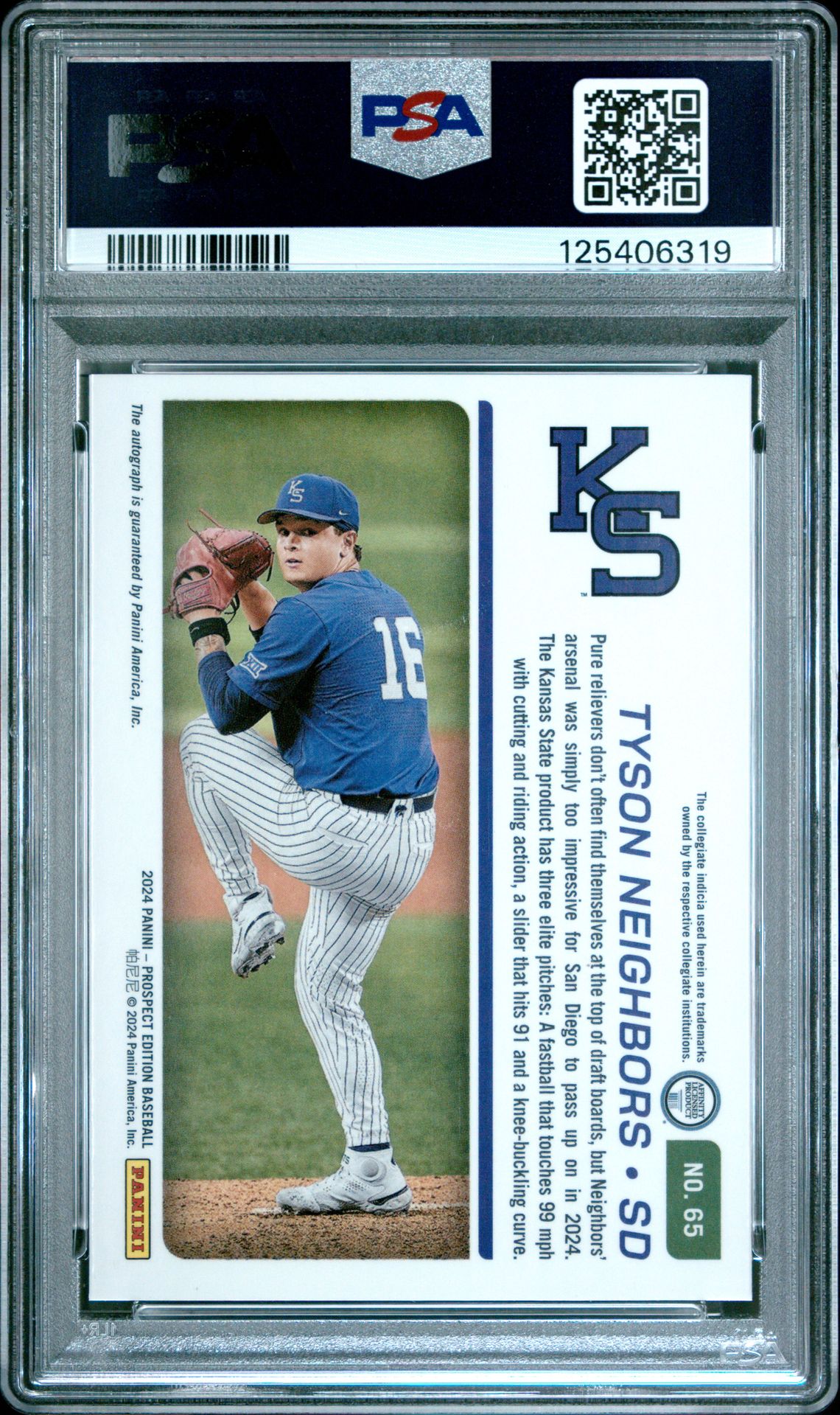 2024 Panini Prospect Edition Prospect Ticket Tyson Neighbors #65 (Prospect Ticket-Signature) Gem Mt 10 back