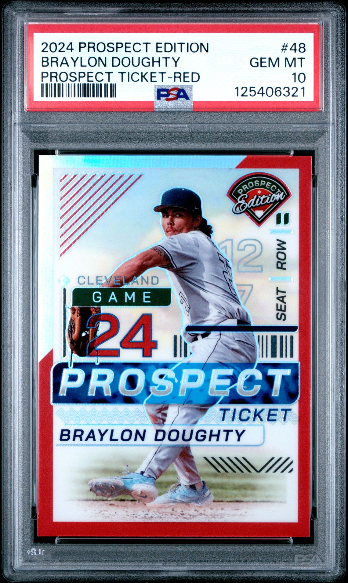 2024 Panini Prospect Edition Prospect Ticket Braylon Doughty #48 (Prospect Ticket-Red) Gem Mt 10 front