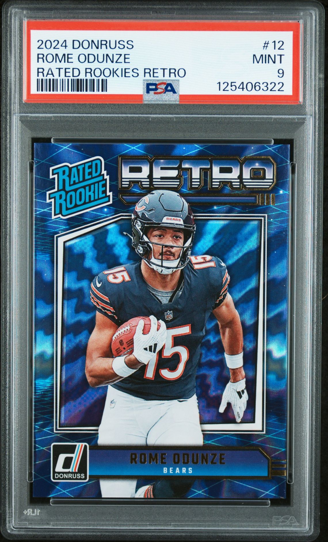 2024 Panini Donruss Rated Rookies Retro Rome Odunze #12 Mint 9 front