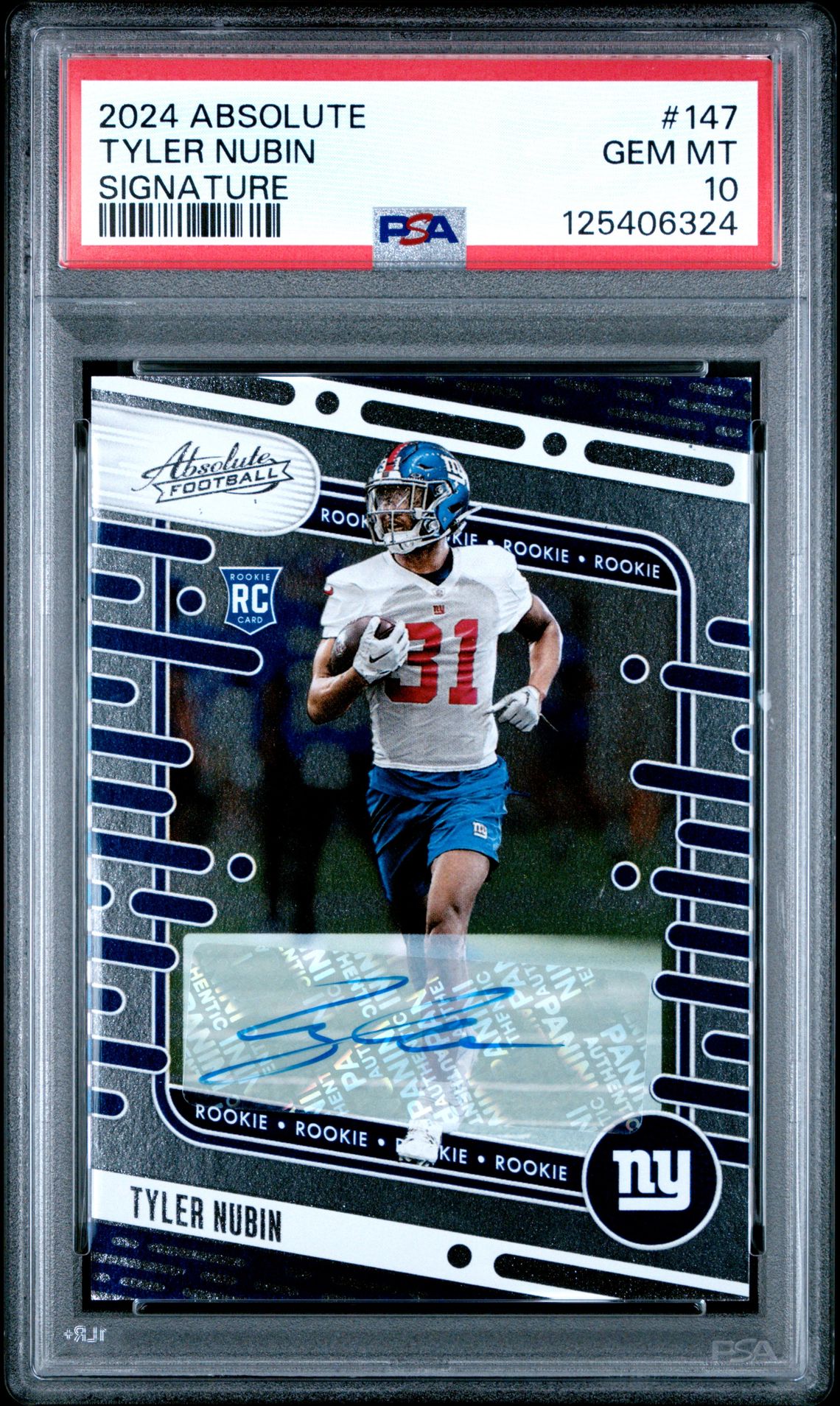 2024 Panini Absolute Tyler Nubin #147 (Signature) Gem Mt 10 front