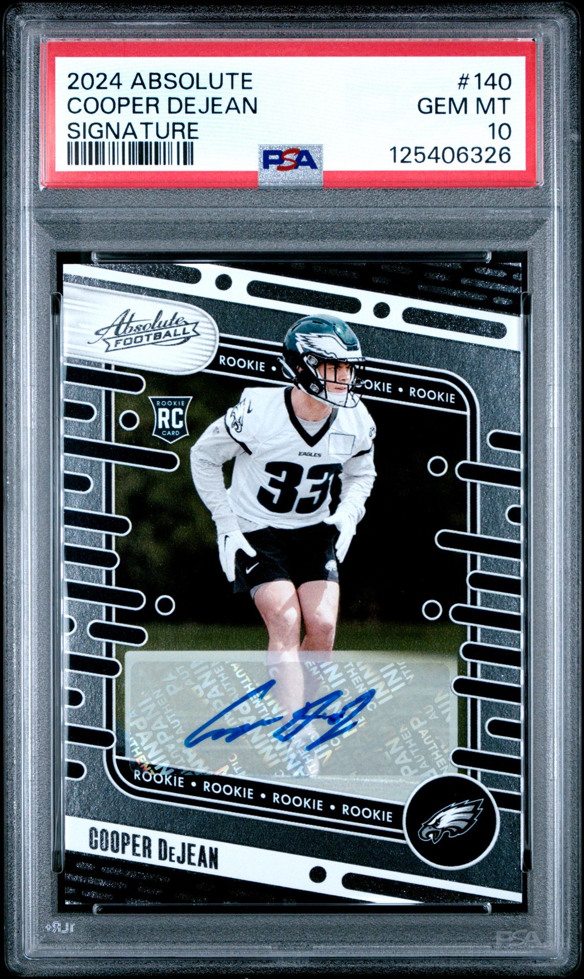 2024 Panini Absolute Cooper Dejean #140 (Signature) Gem Mt 10 front