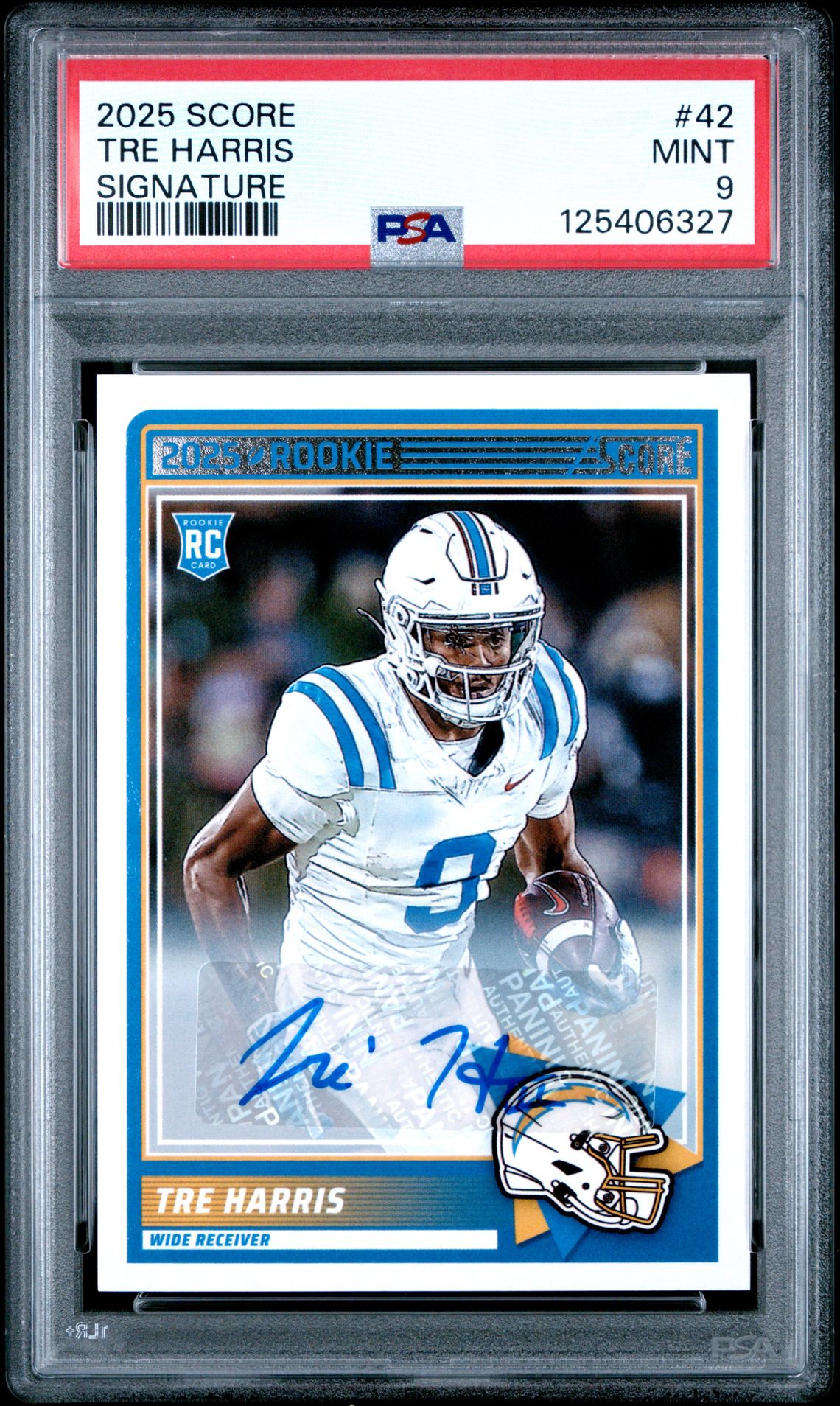 2025 Panini Score Tre Harris #42 (Signature) Mint 9 front