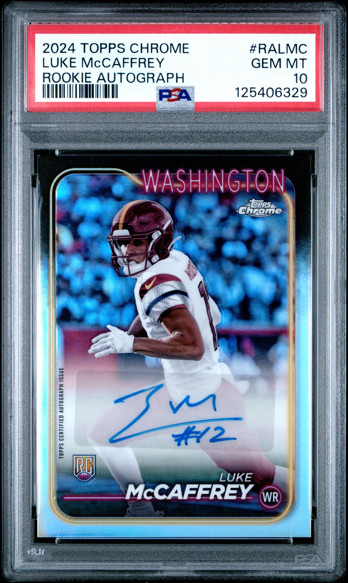 2024 Topps Chrome Rookie Autographs Variations Luke Mccaffrey #Ralmc Gem Mt 10 front