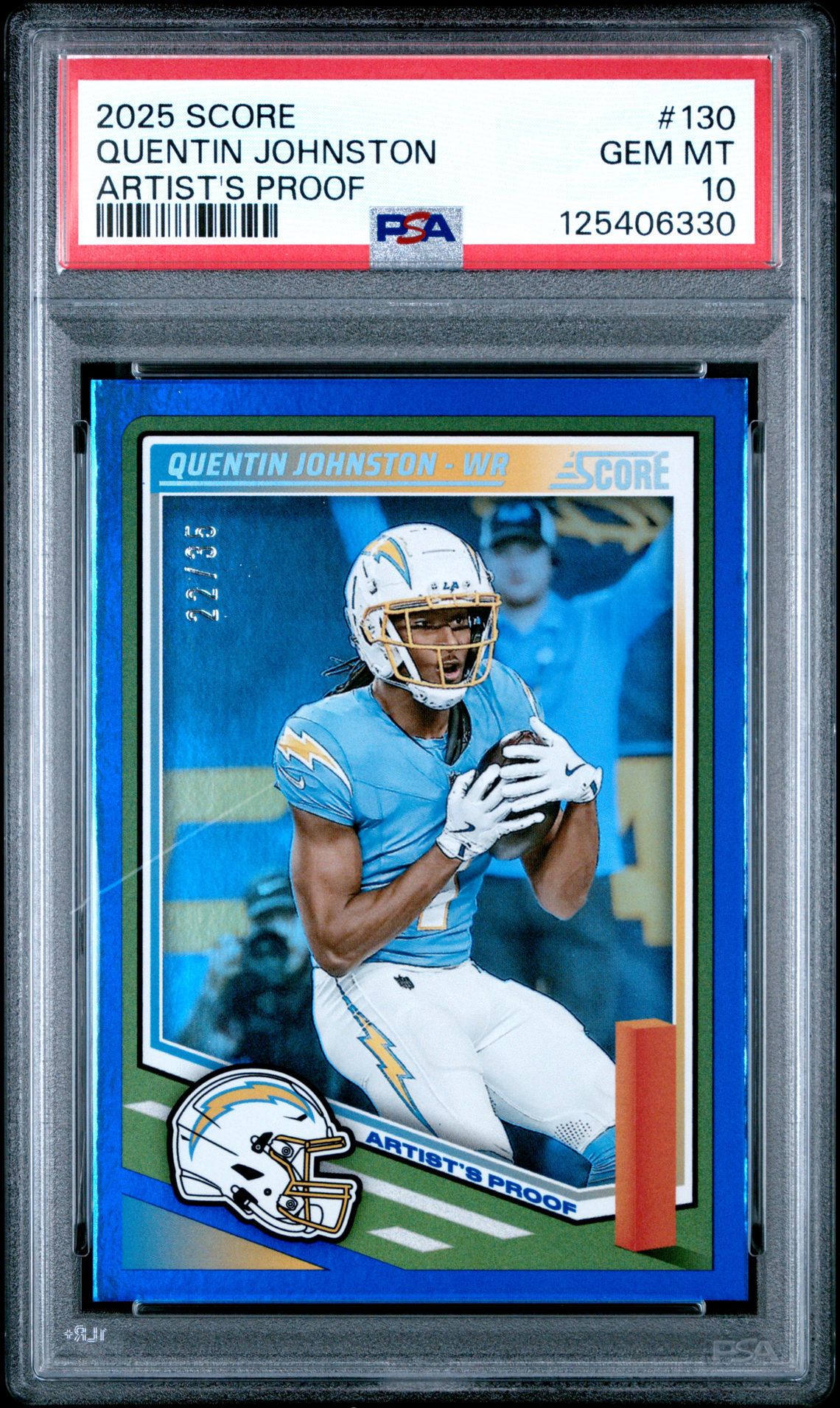 2025 Panini Score Quentin Johnston #130 (Artist's Proof) Gem Mt 10 front