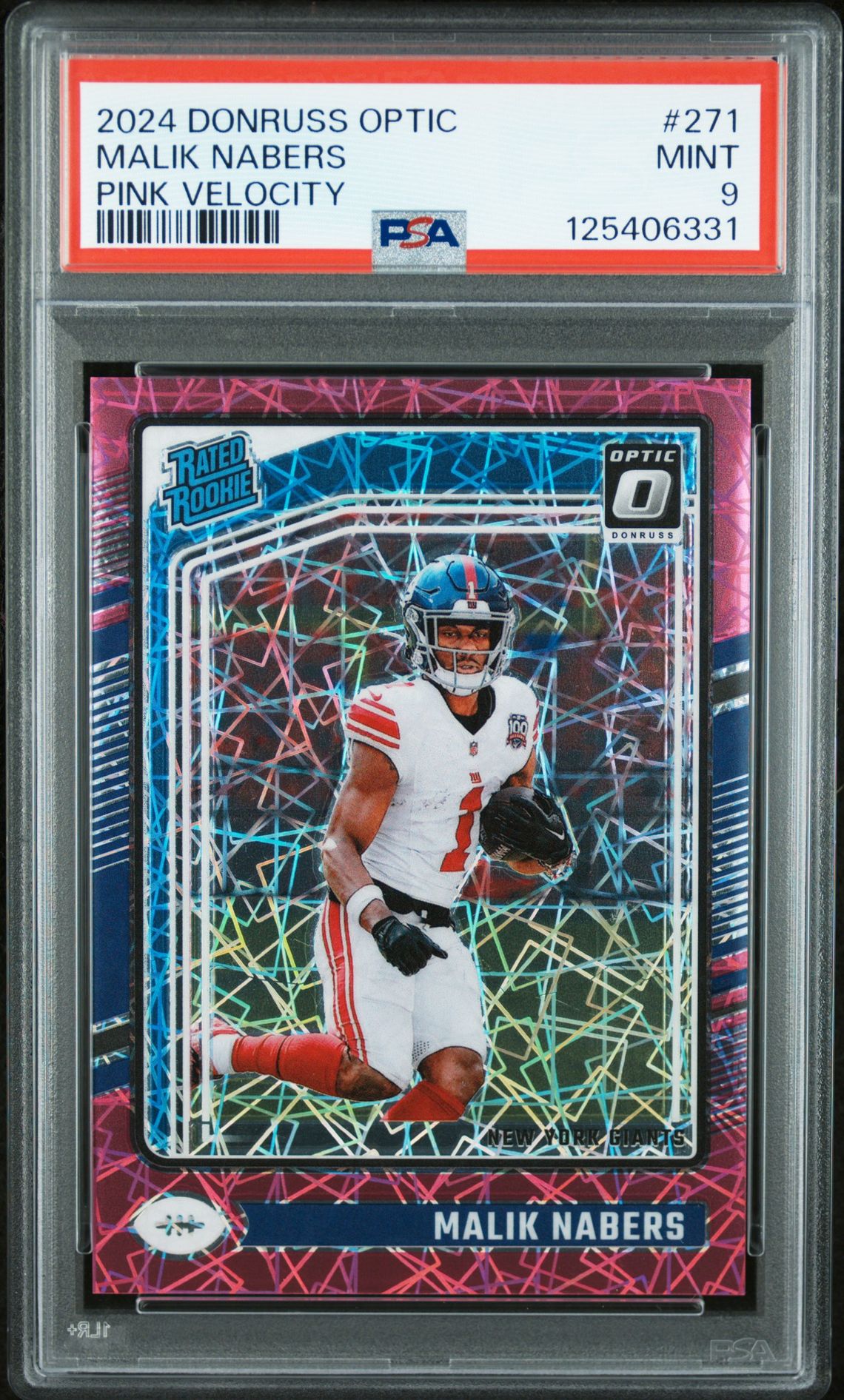 2024 Panini Donruss Optic Malik Nabers #271 (Pink Velocity) Mint 9 front