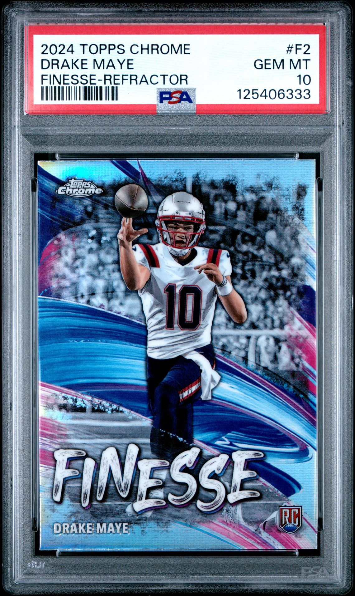 2024 Topps Chrome Finesse Drake Maye #F2 (Finesse-Refractor) Gem Mt 10 front